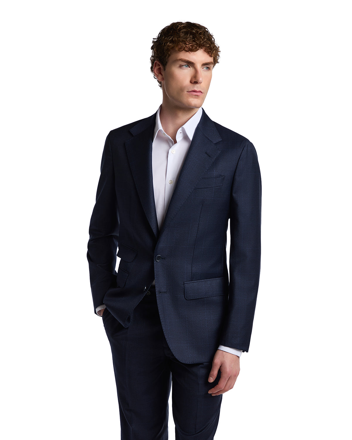 Blue Perennial Canonico wool plaid suit