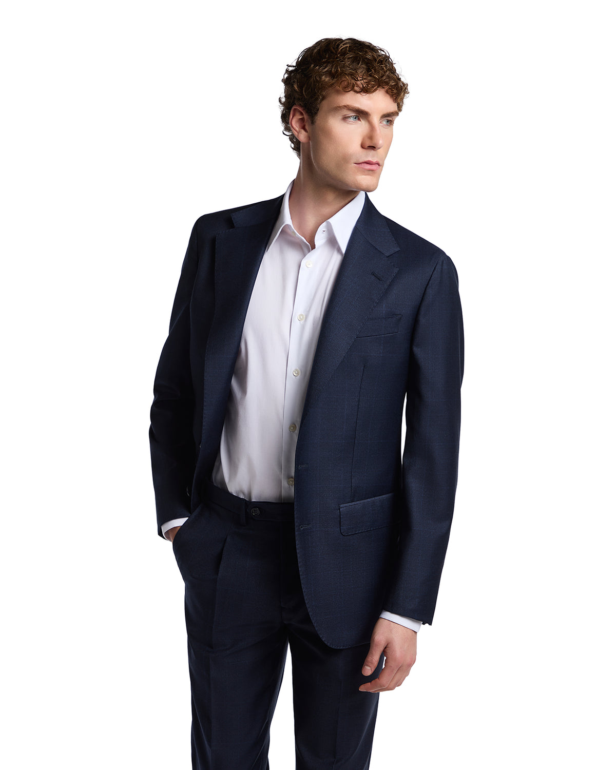 Blue Perennial Canonico wool plaid suit