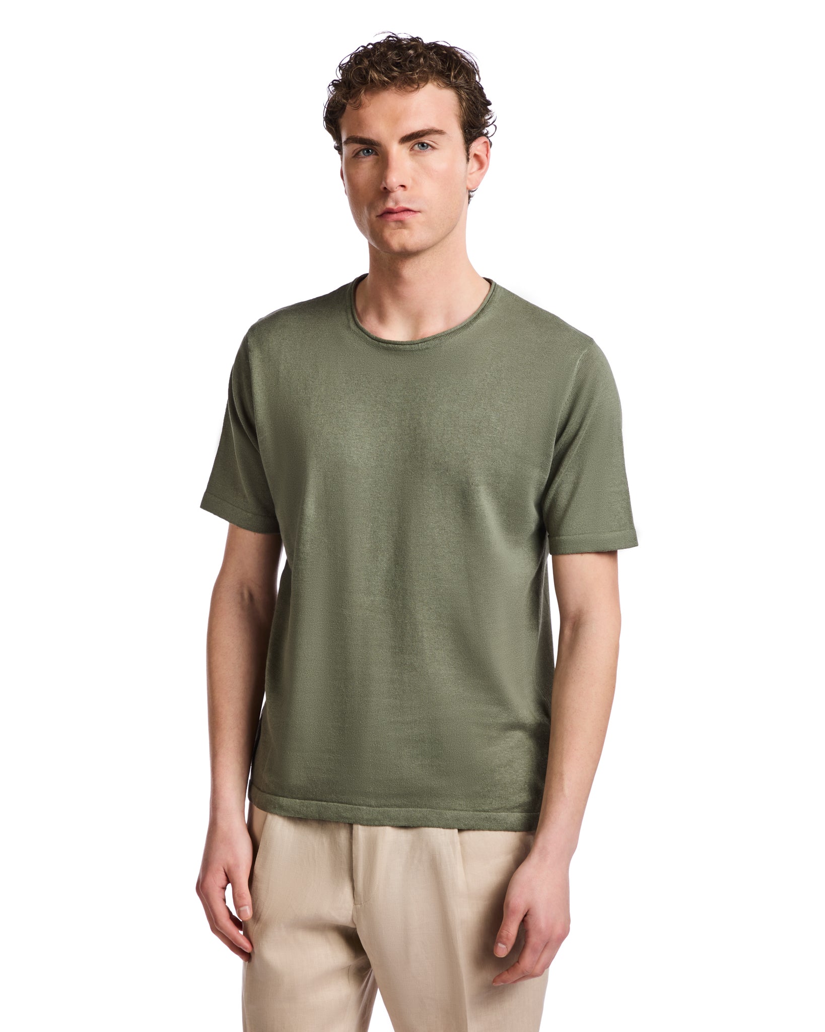 T-shirt Azur en lin et coton militaire