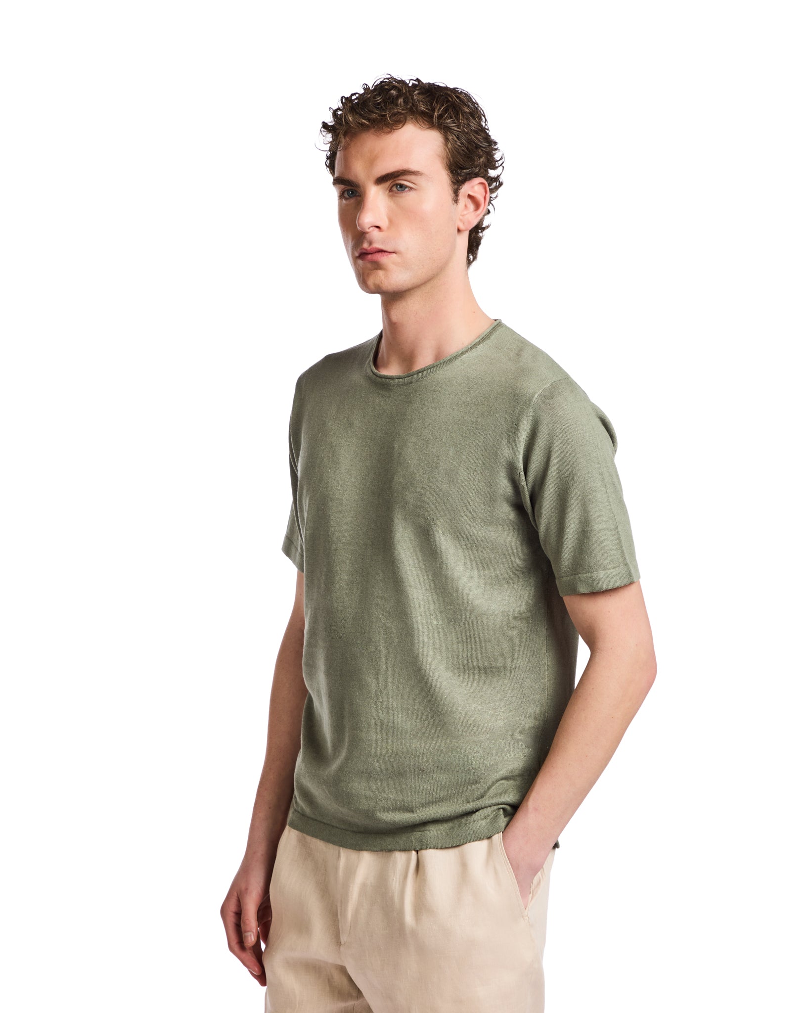 T-shirt Azur en lin et coton militaire