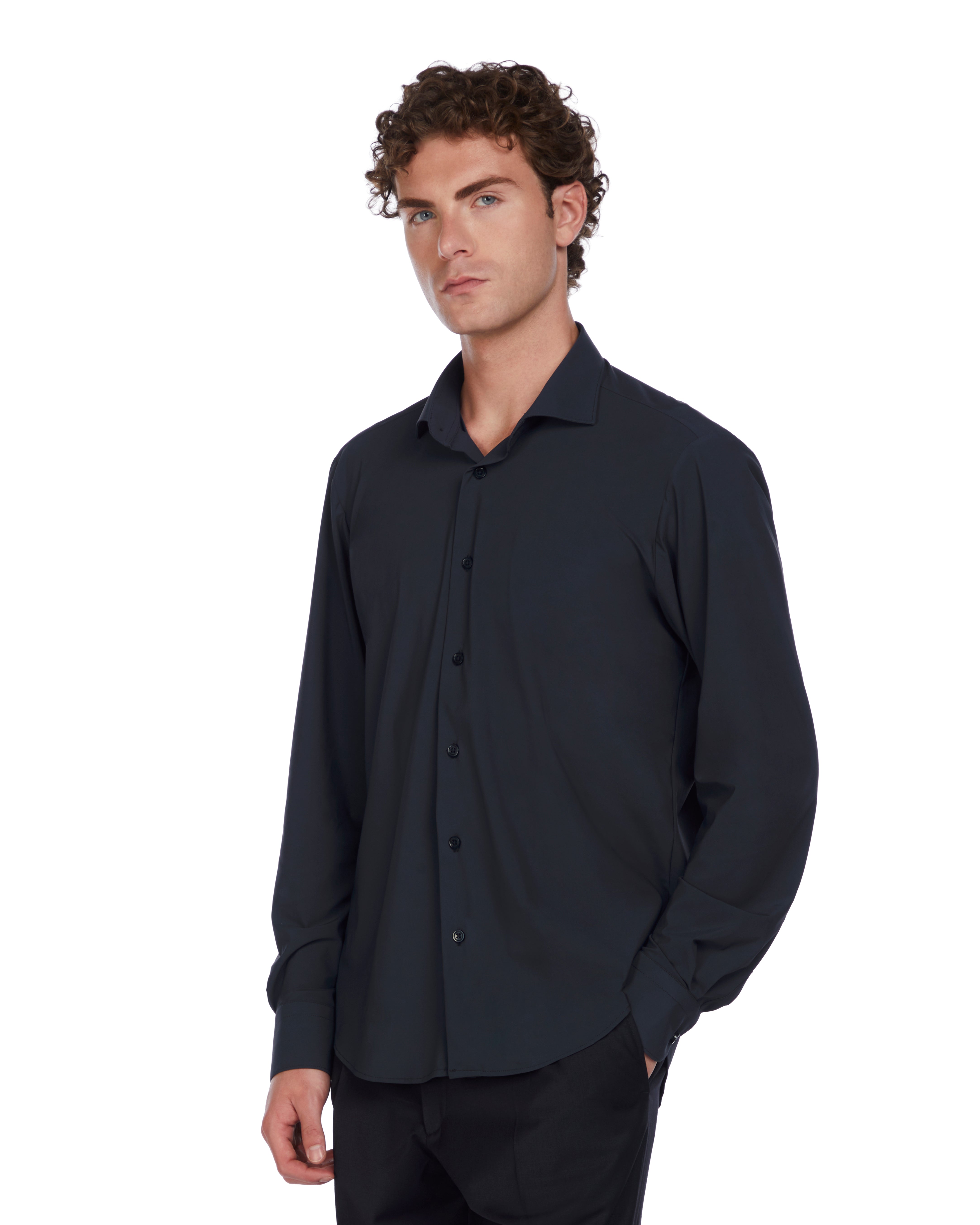 Camisa Teck sin planchado azul