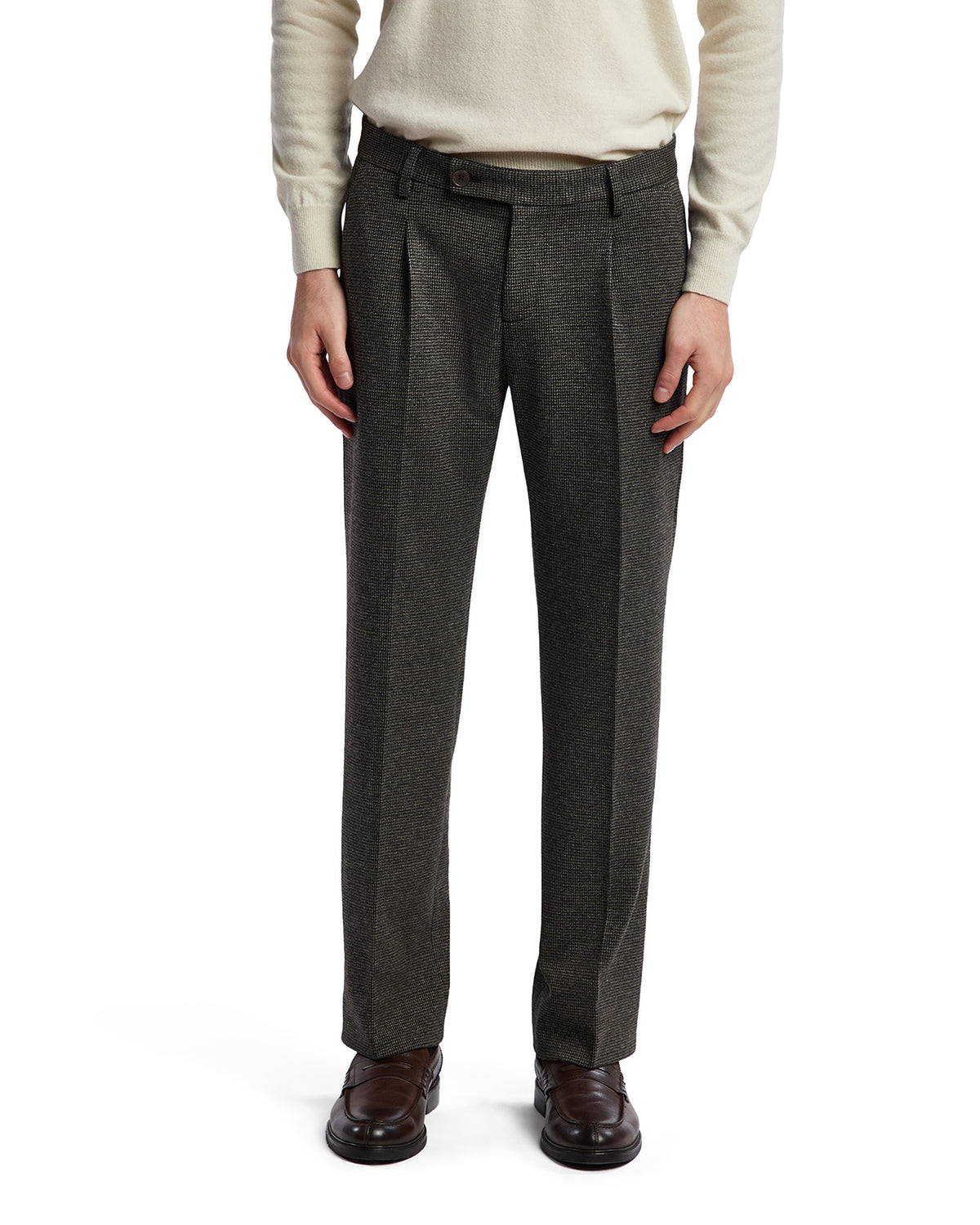 Pantalón Campiglio pata de gallo marrón oscuro
