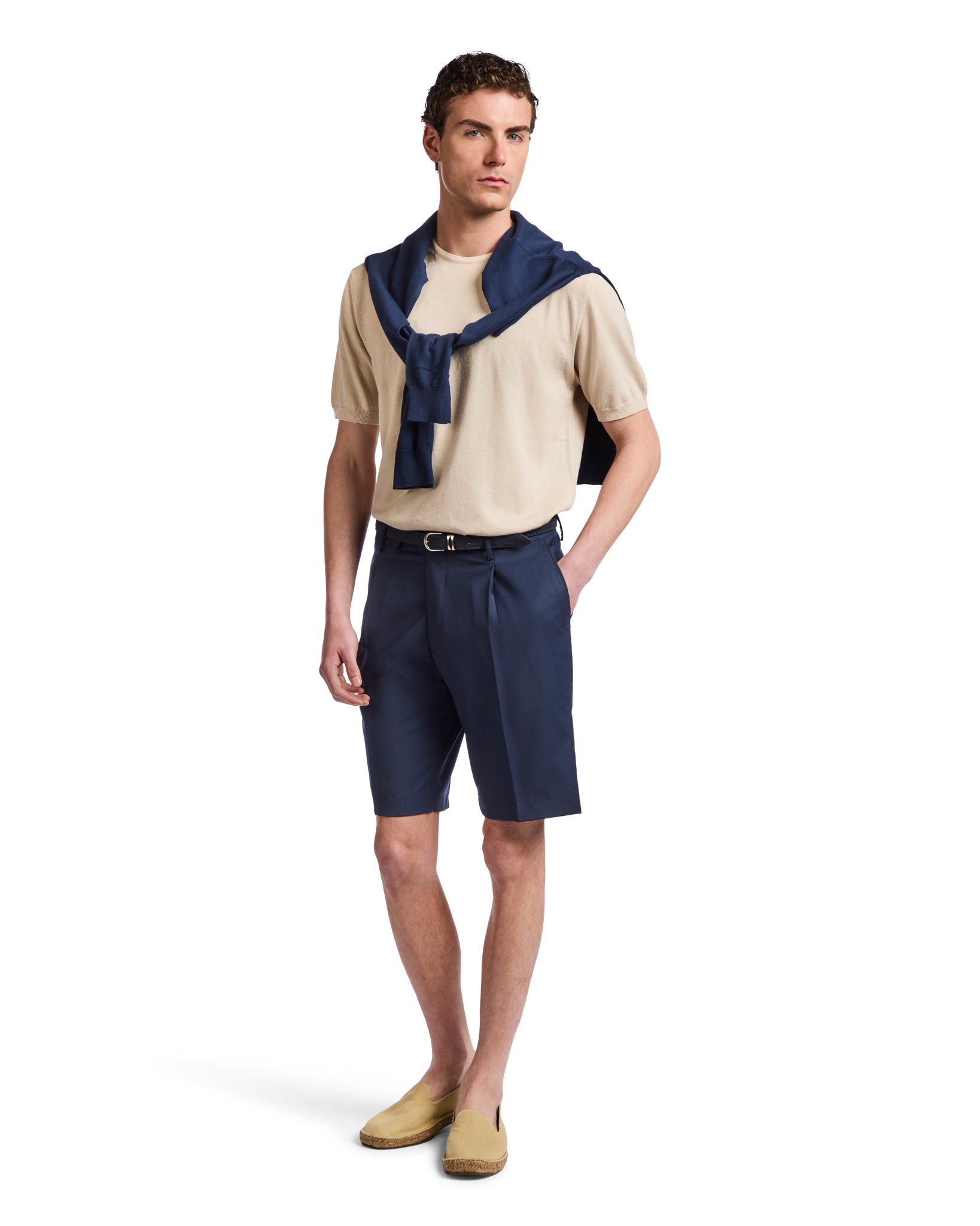 Bermudas Colton de talle alto con pinzas azules