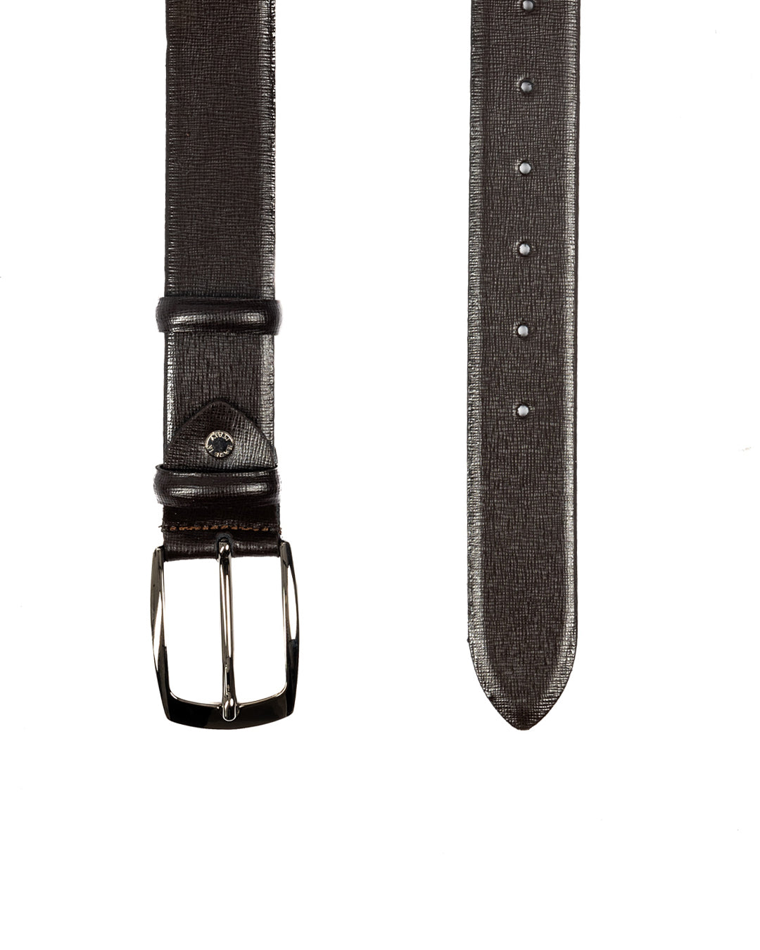 Capalbio - ceinture en cuir saffiano marron foncé