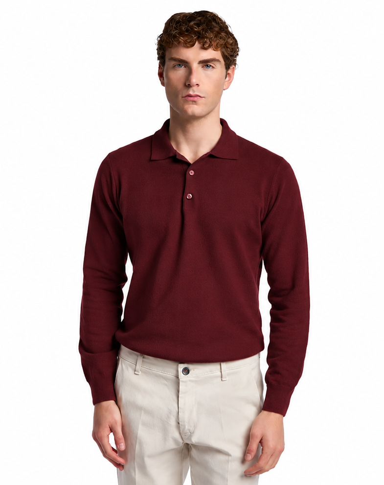 Polo Rovigo in lana Tollegno bordeaux