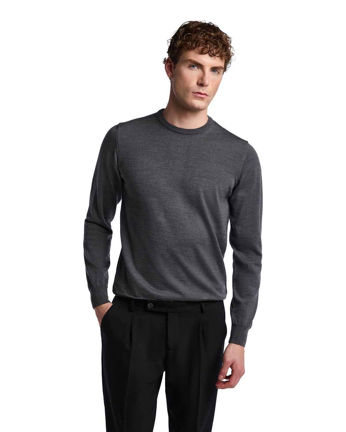 Girocollo Furore in lana merino Tollegno grigio chiaro