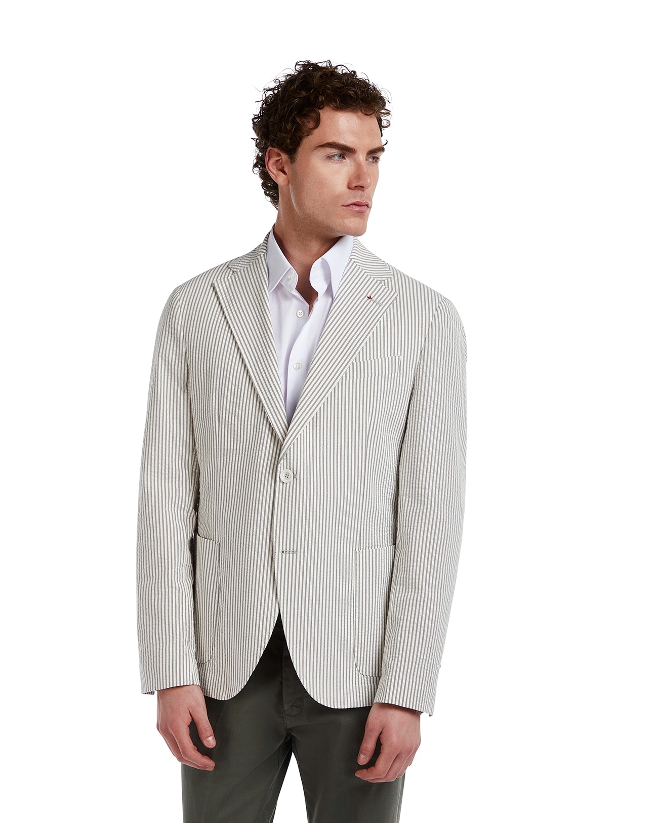 Chaqueta Norcia gofrada a rayas beis