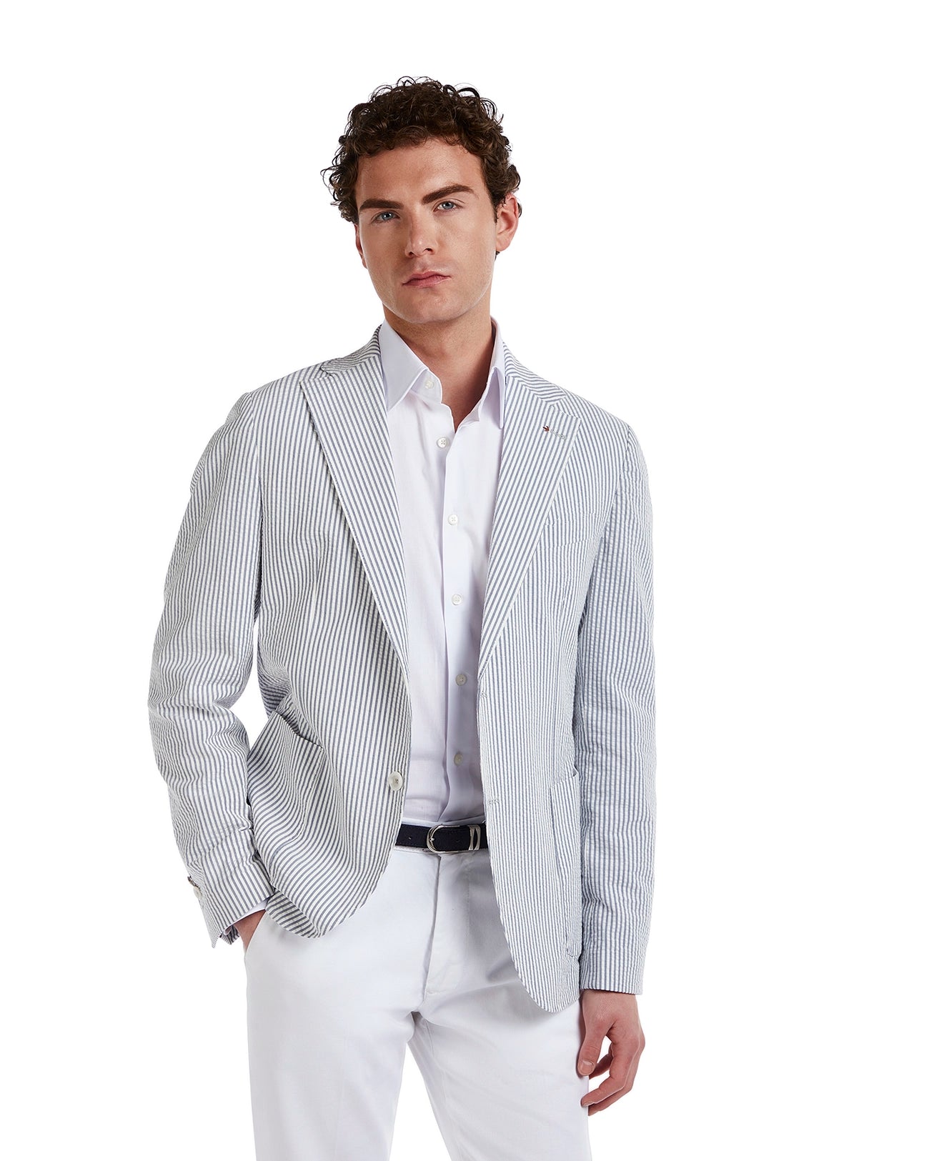 Chaqueta Norcia gofrada a rayas azules