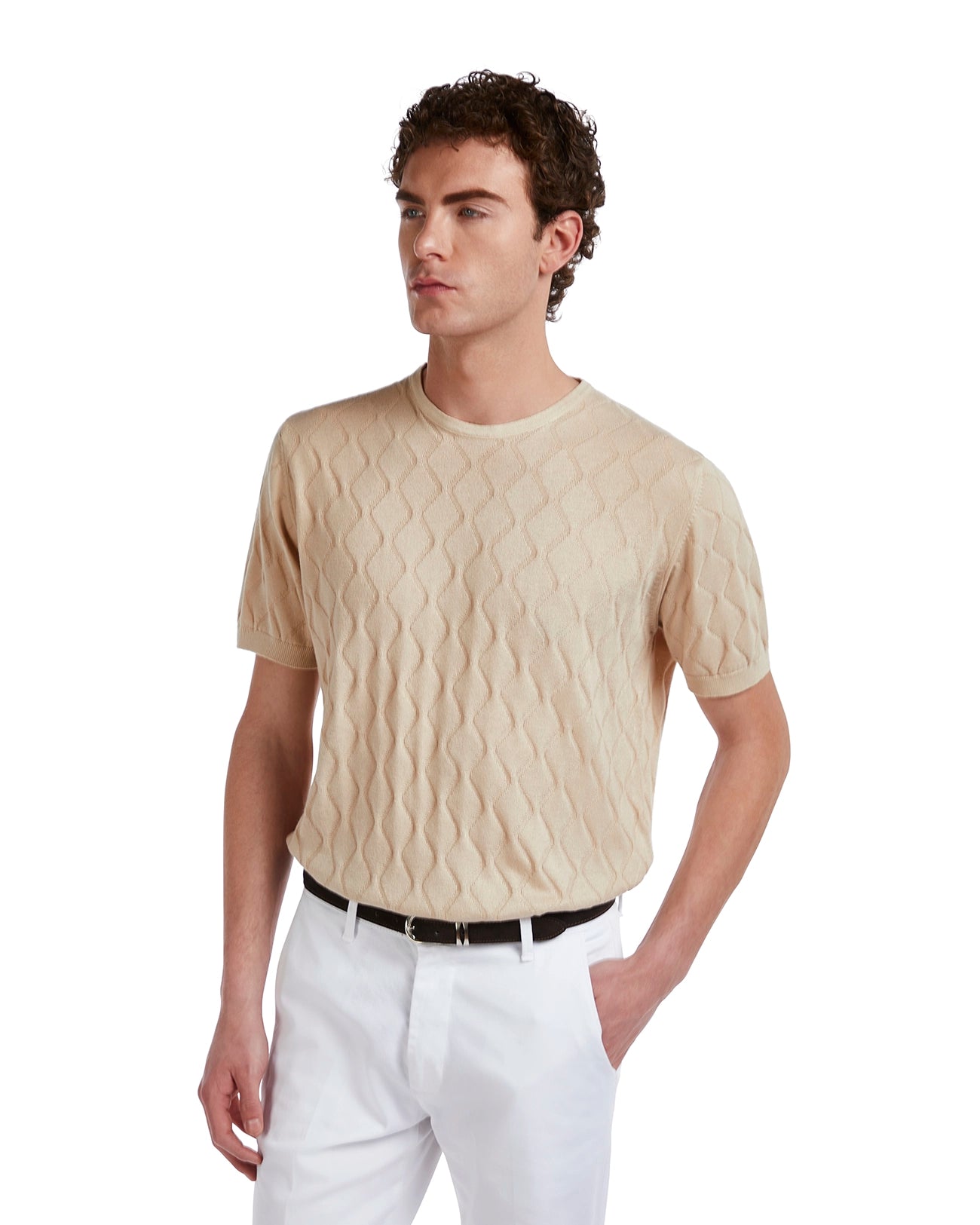 Camiseta Bjorn de ondas de punto arena