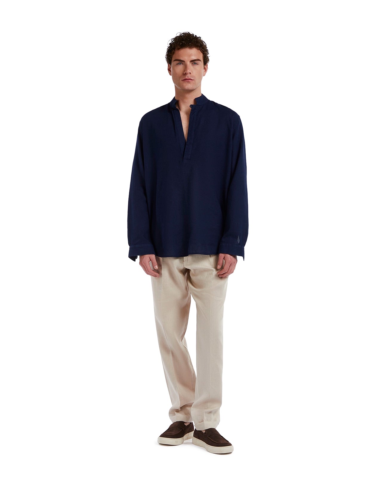 Camicia Waikiki in lino e cotone blu