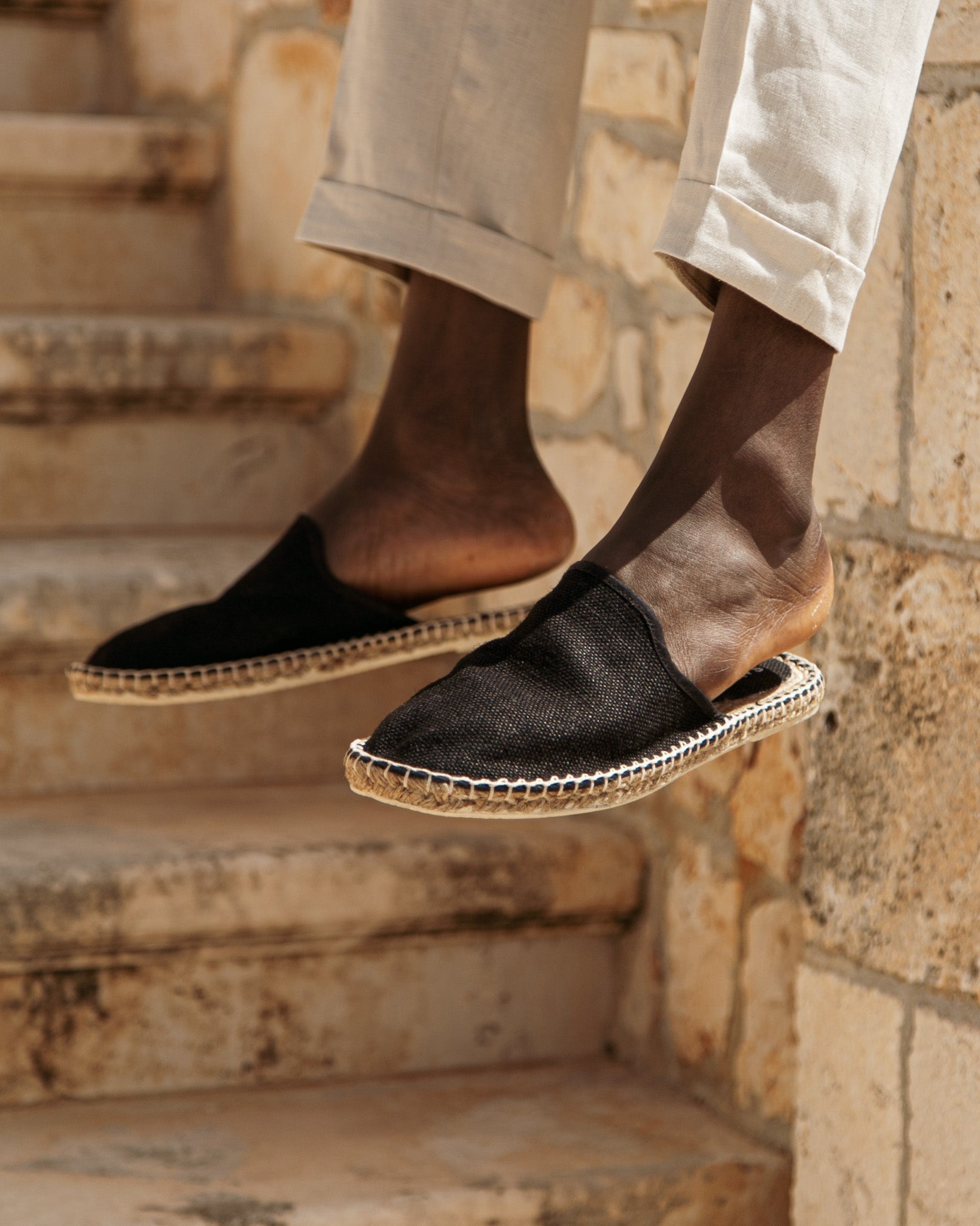 Portofino - black espadrille mules