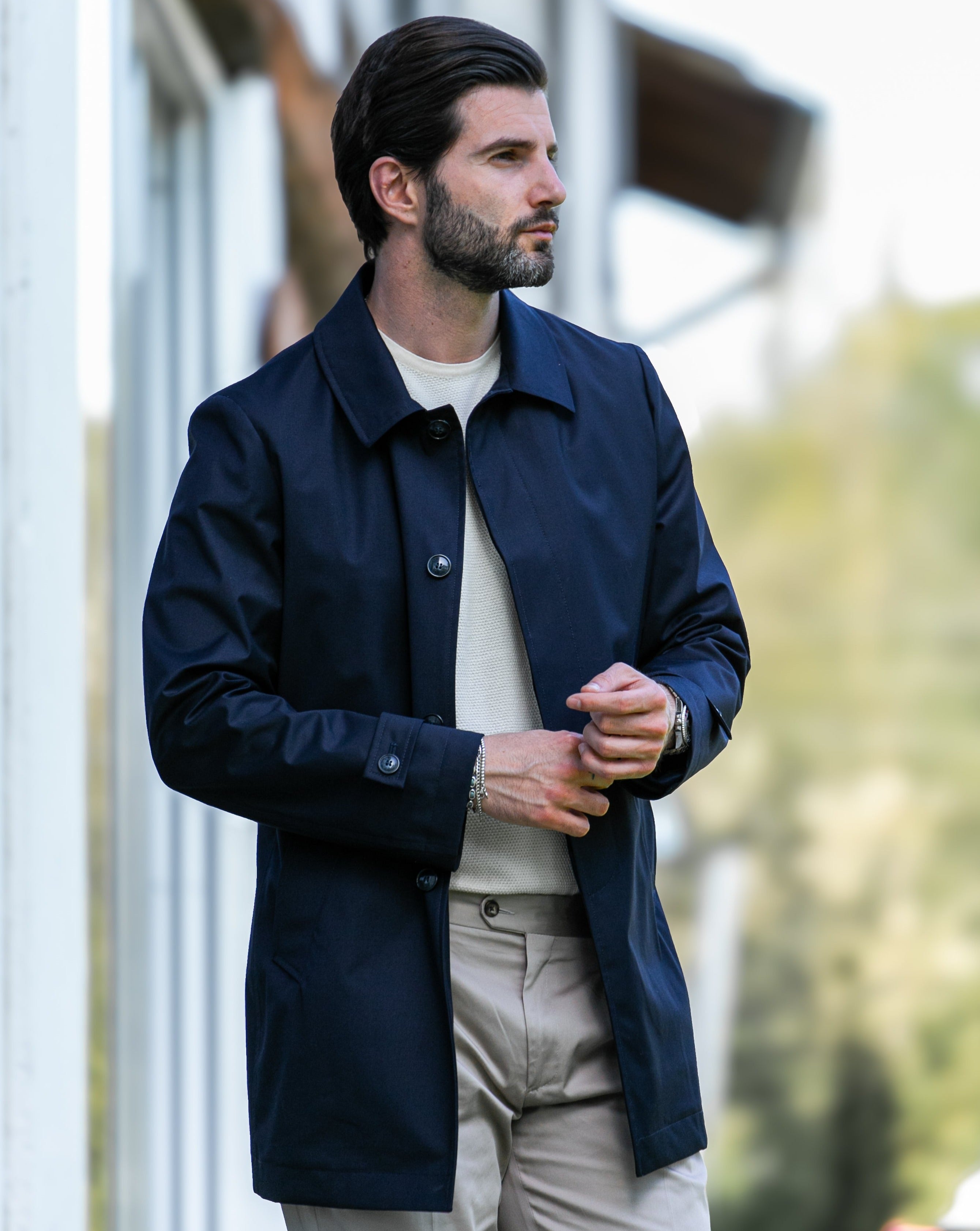 Mantova - trench sfoderato blu