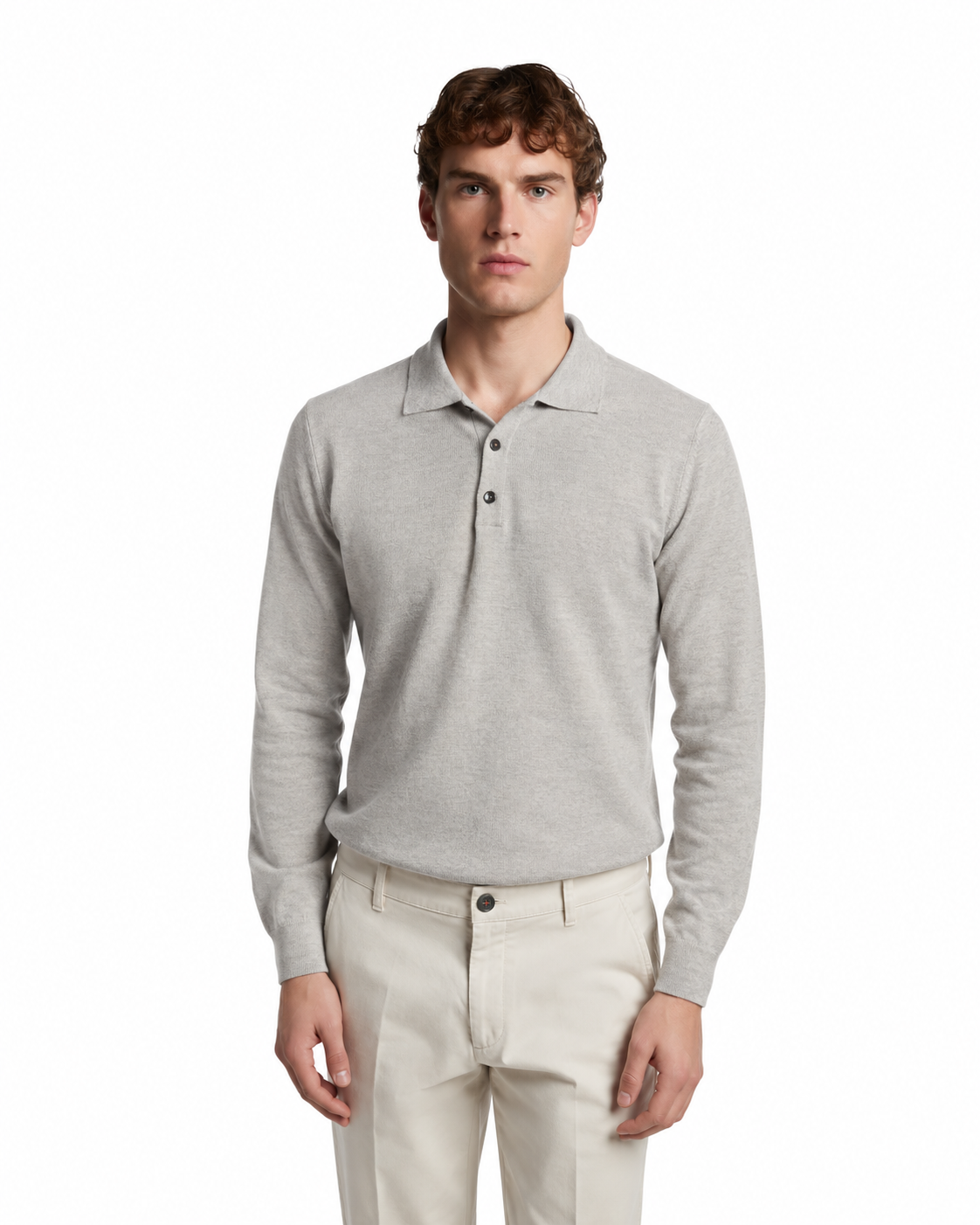 Polo Rovigo in lana Tollegno grigio