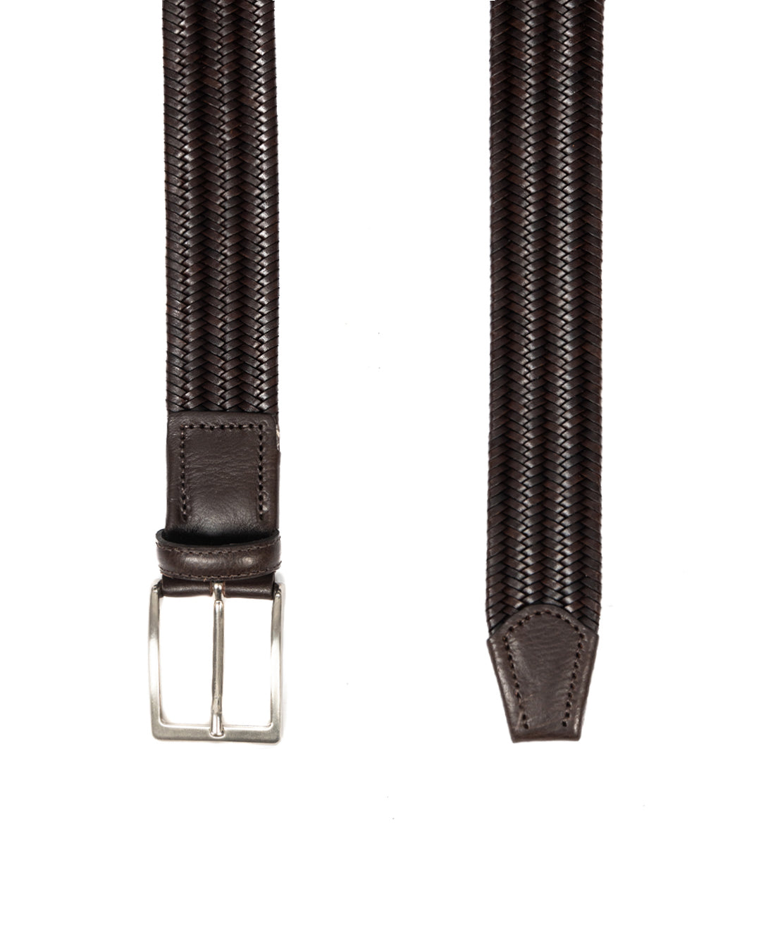 Montalcino - ceinture en cuir marron foncé à tissage étroit