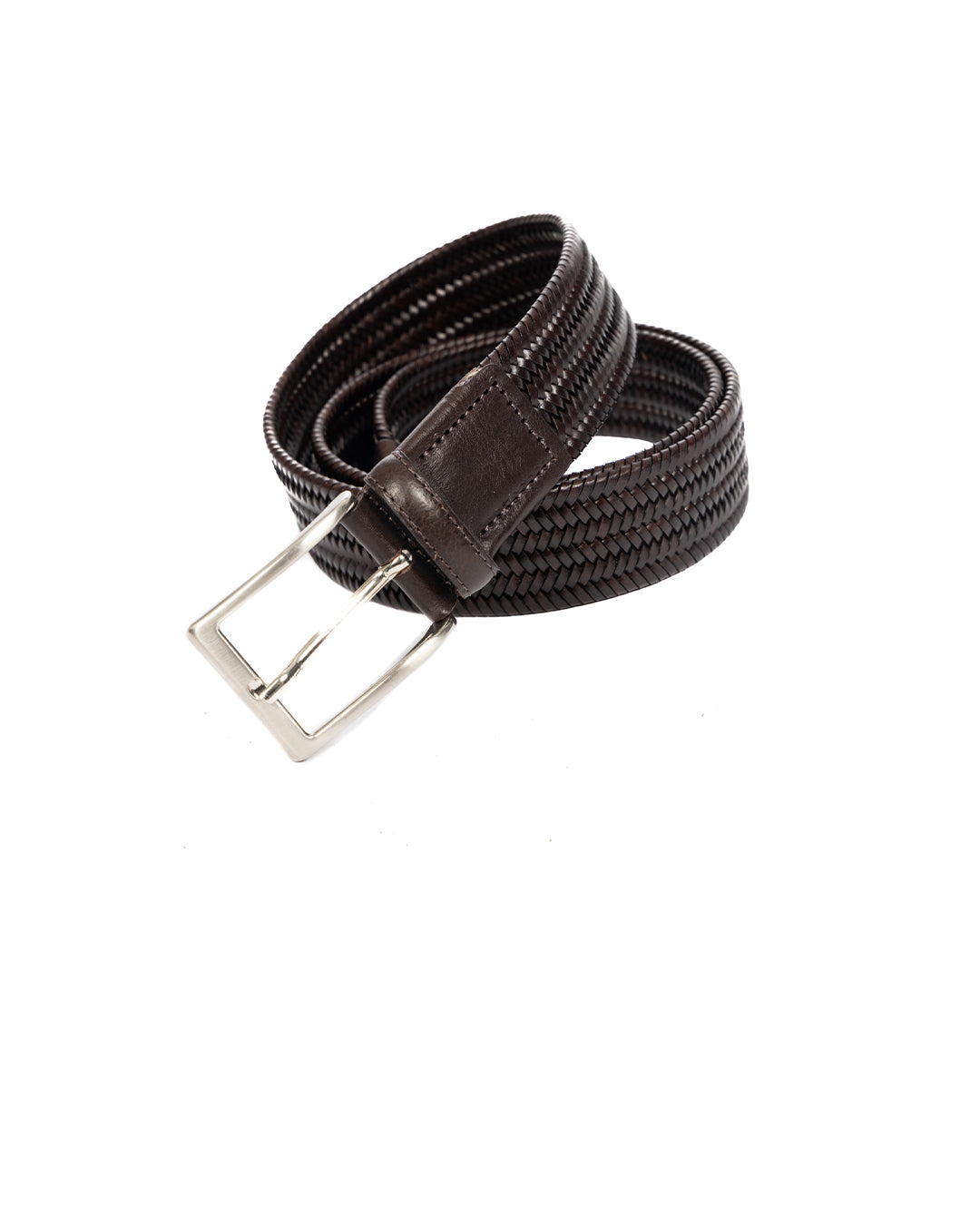 Montalcino - ceinture en cuir marron foncé à tissage étroit