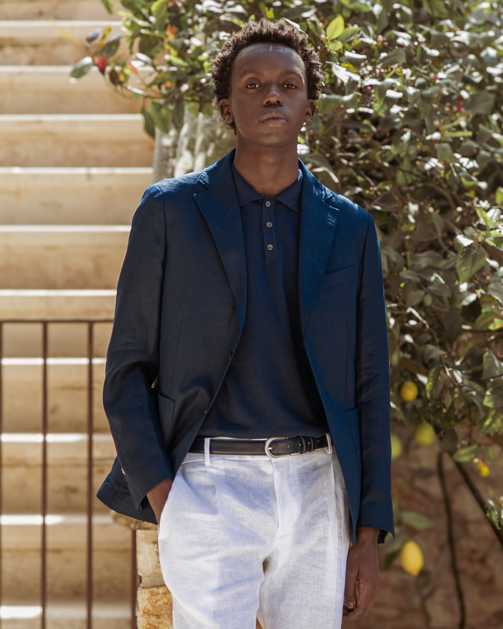 Narni jacket in pure blue linen