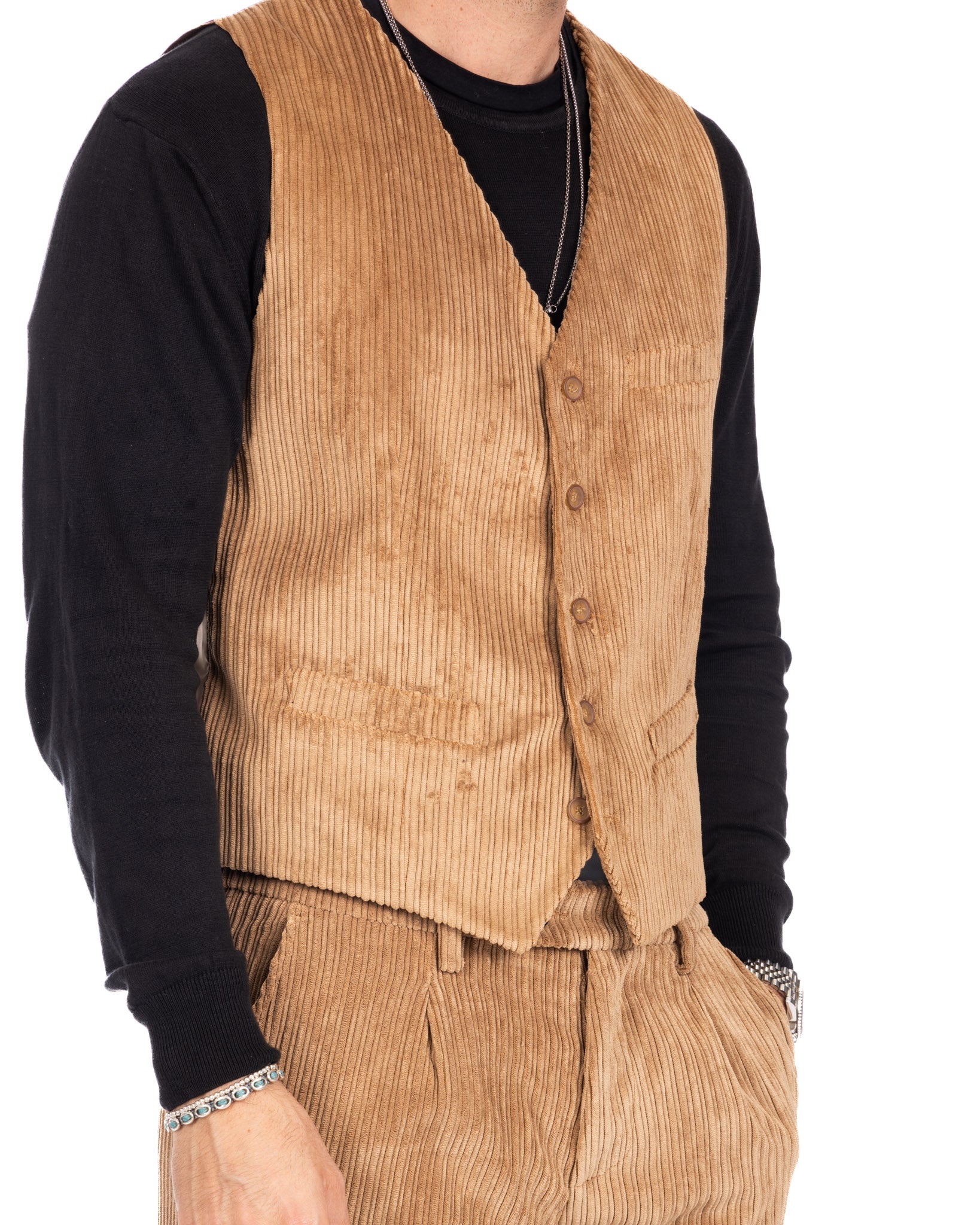 Renè - gilet en velours camel