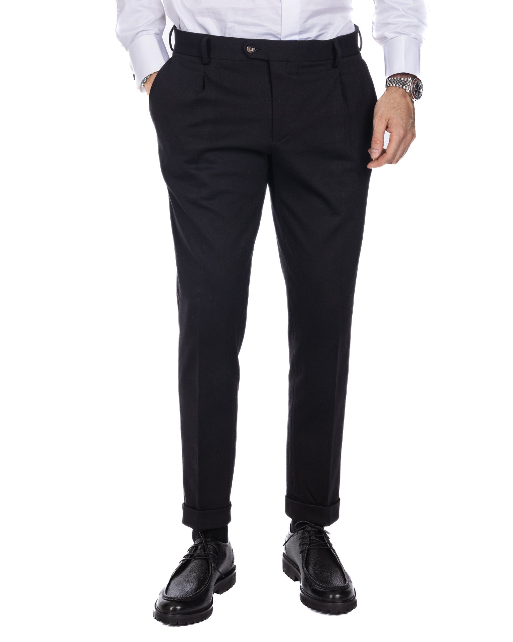 Firenze - trousers with a black pleat in Milan stitch