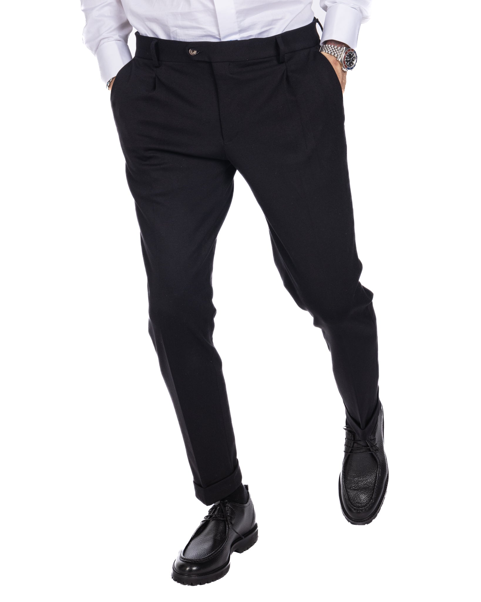 Firenze - trousers with a black pleat in Milan stitch