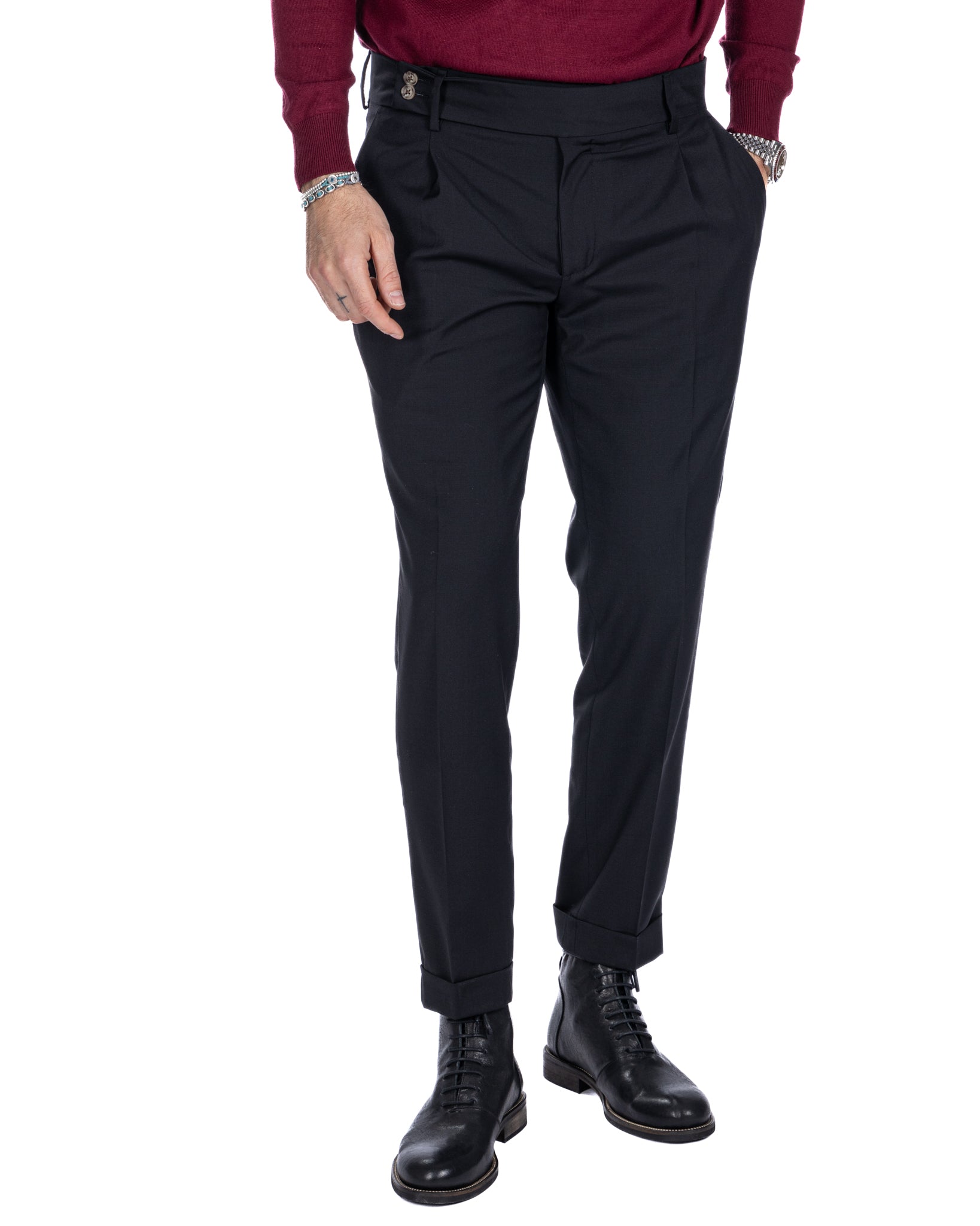 Italian - black high-waisted trousers in wool blend