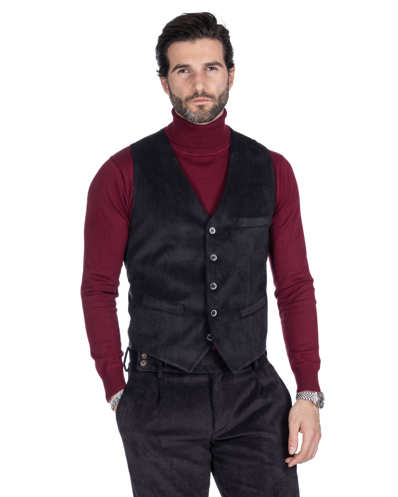 Mads - black velvet waistcoat