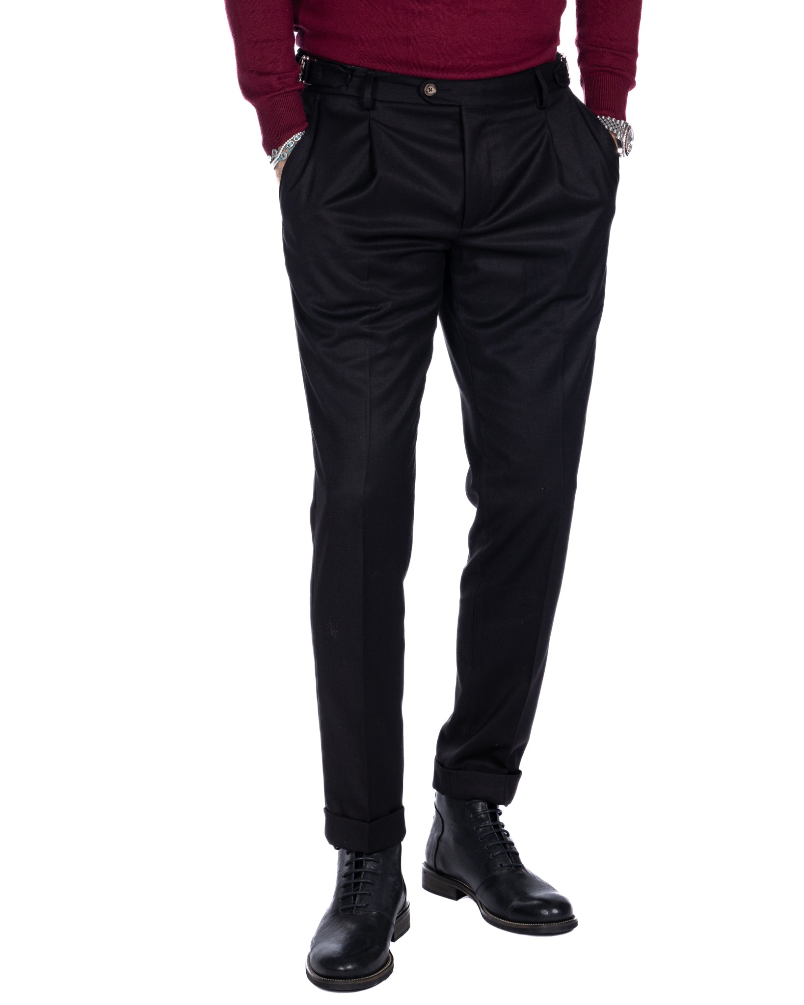 Monopoli - trousers with black buckles