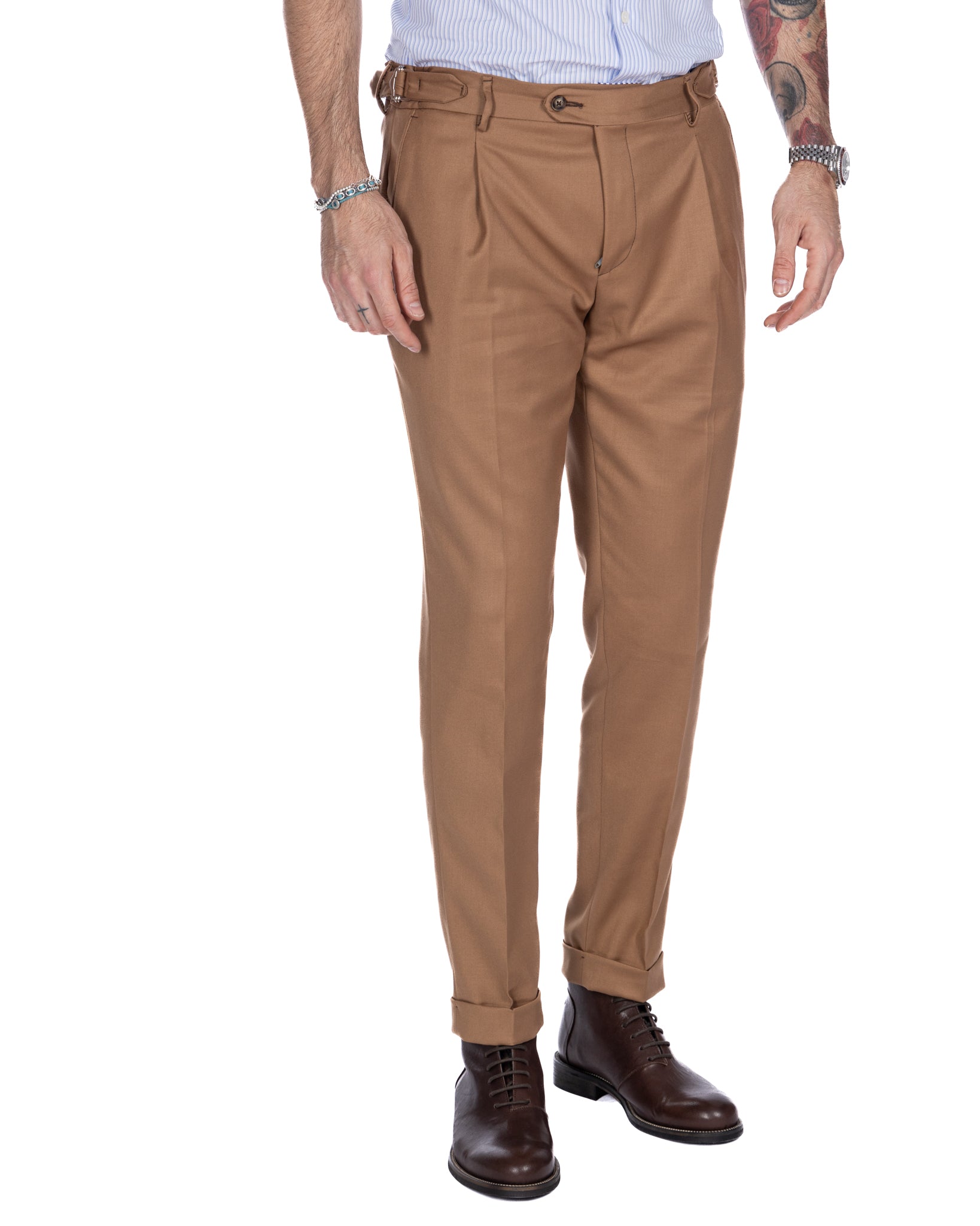 Trani - pantalon taille haute beige