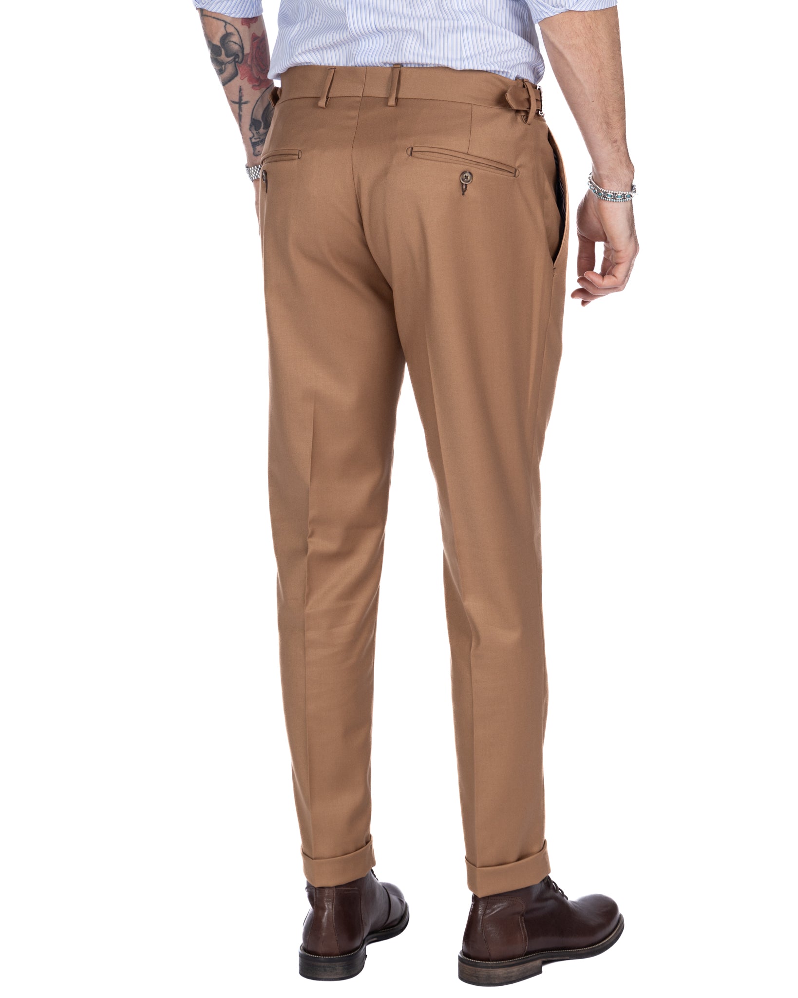 Trani - pantalon taille haute beige