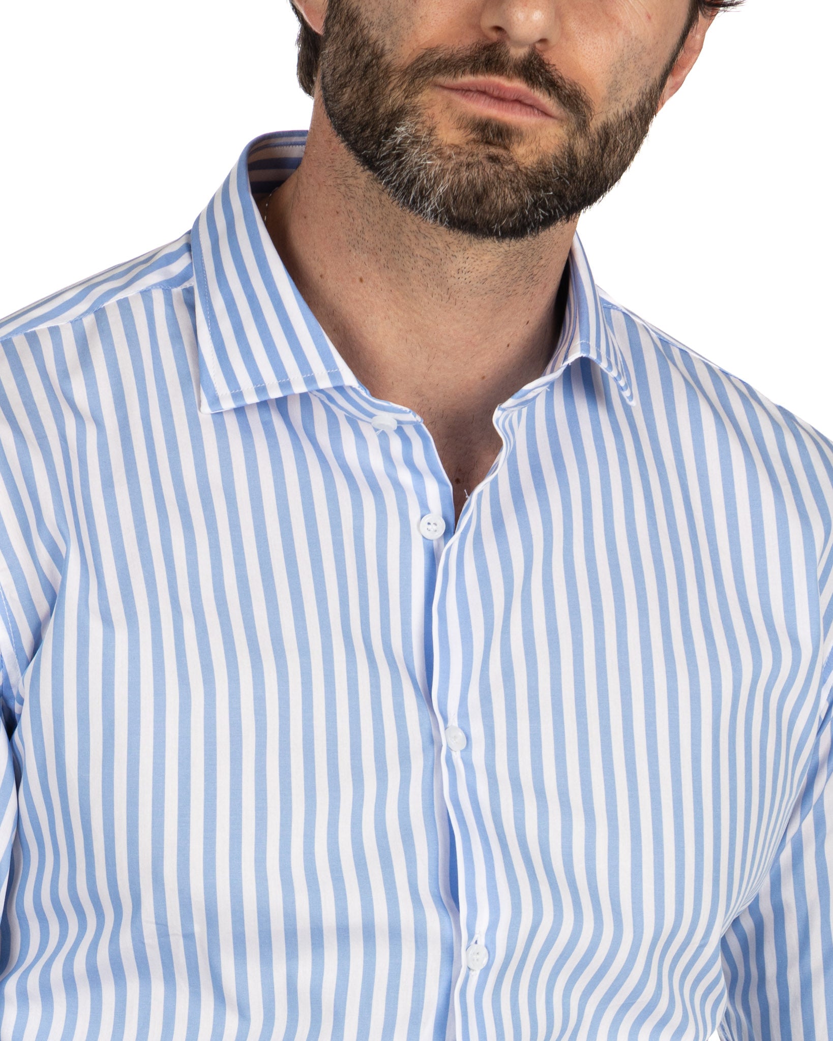 Shirt - slim fit medium blue stripes