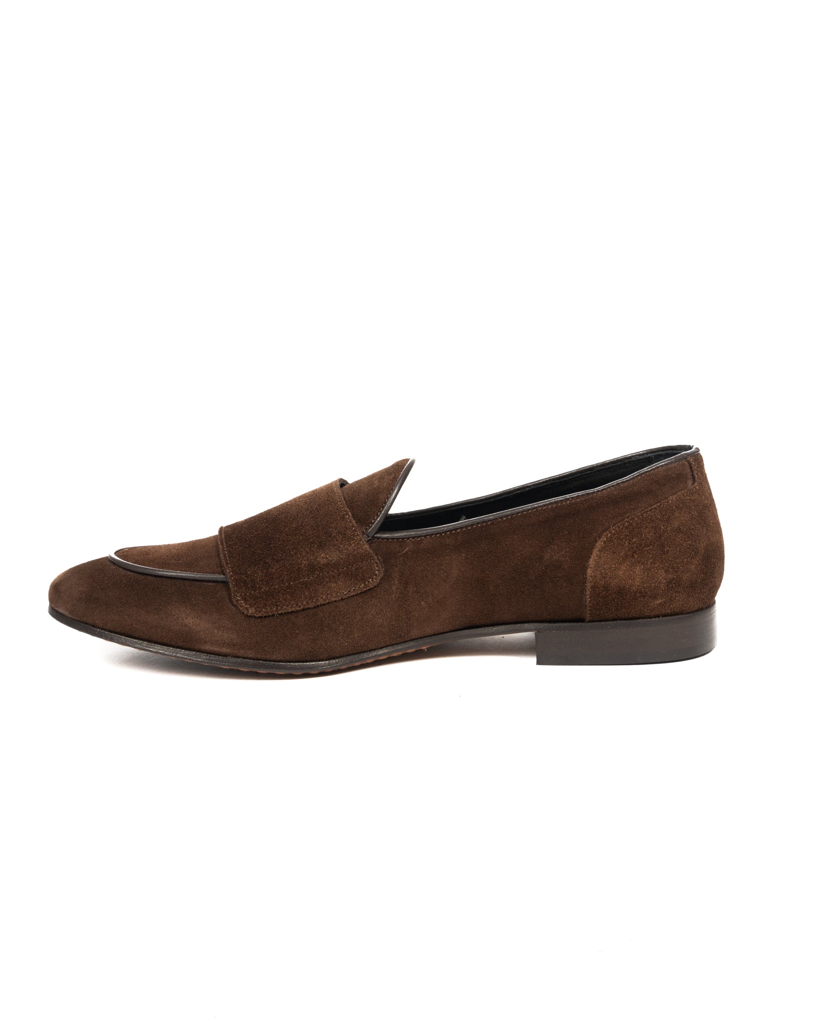 Gianni - dark brown suede moccasin with double buckle