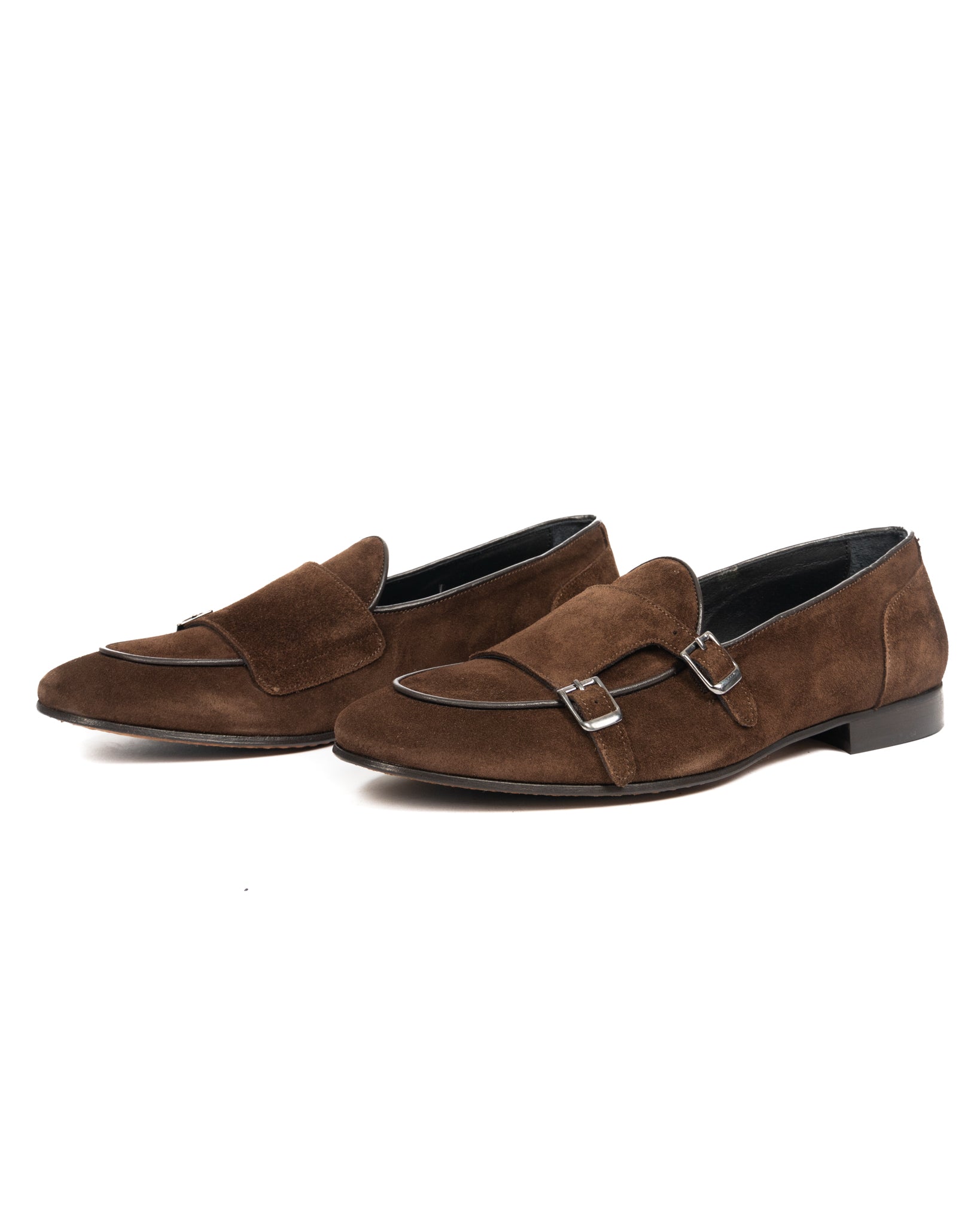 Gianni - dark brown suede moccasin with double buckle