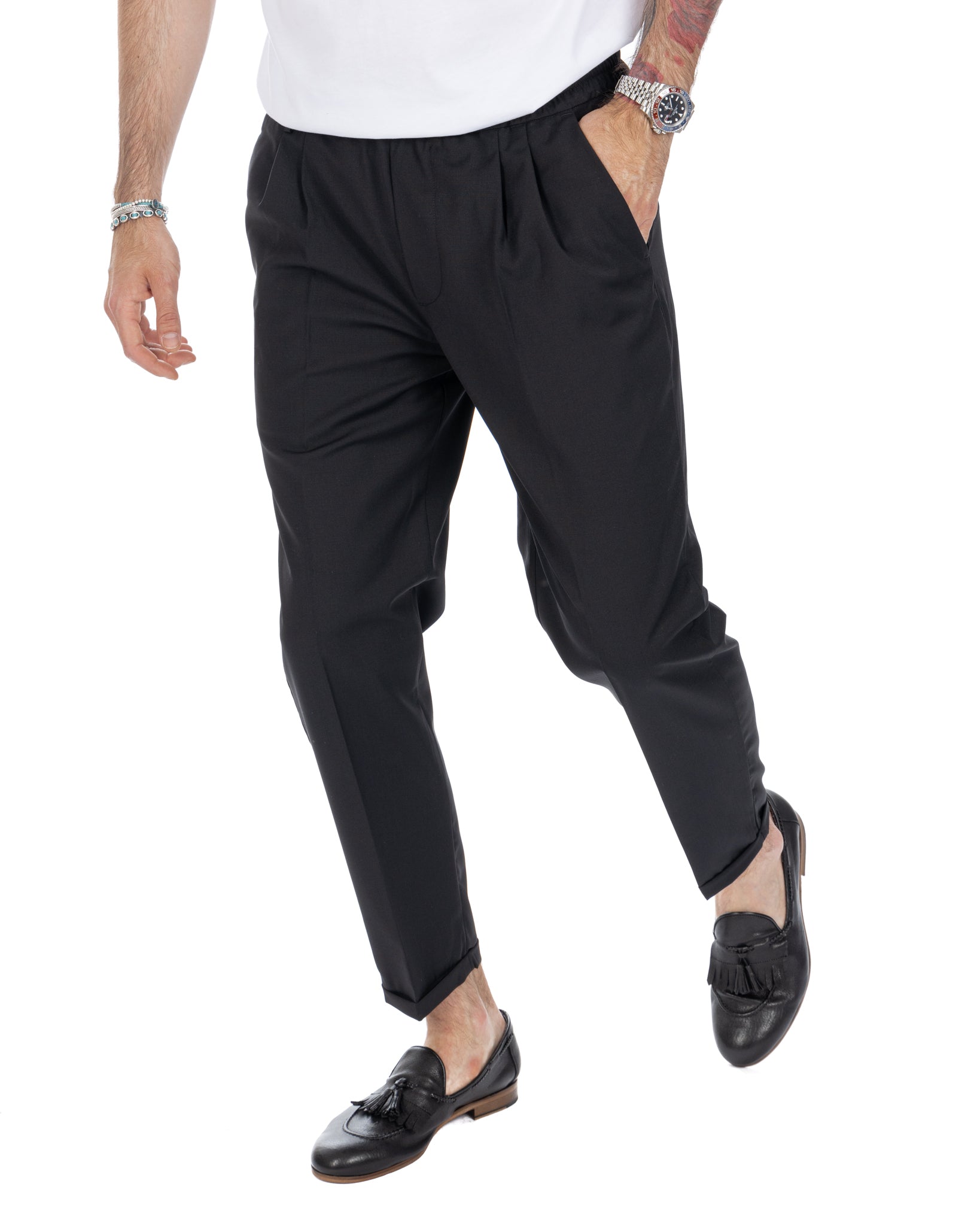 Larry - pantalon en laine mélangée noir