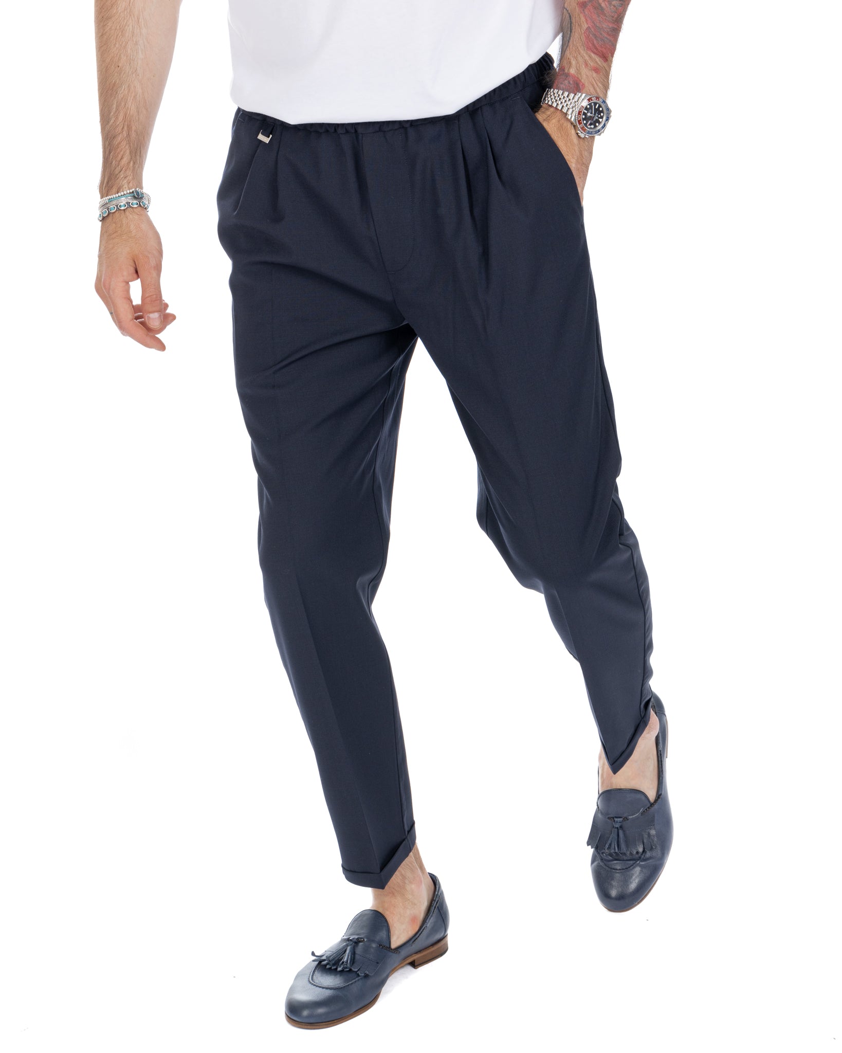 Larry - pantalon en laine mélangée bleu
