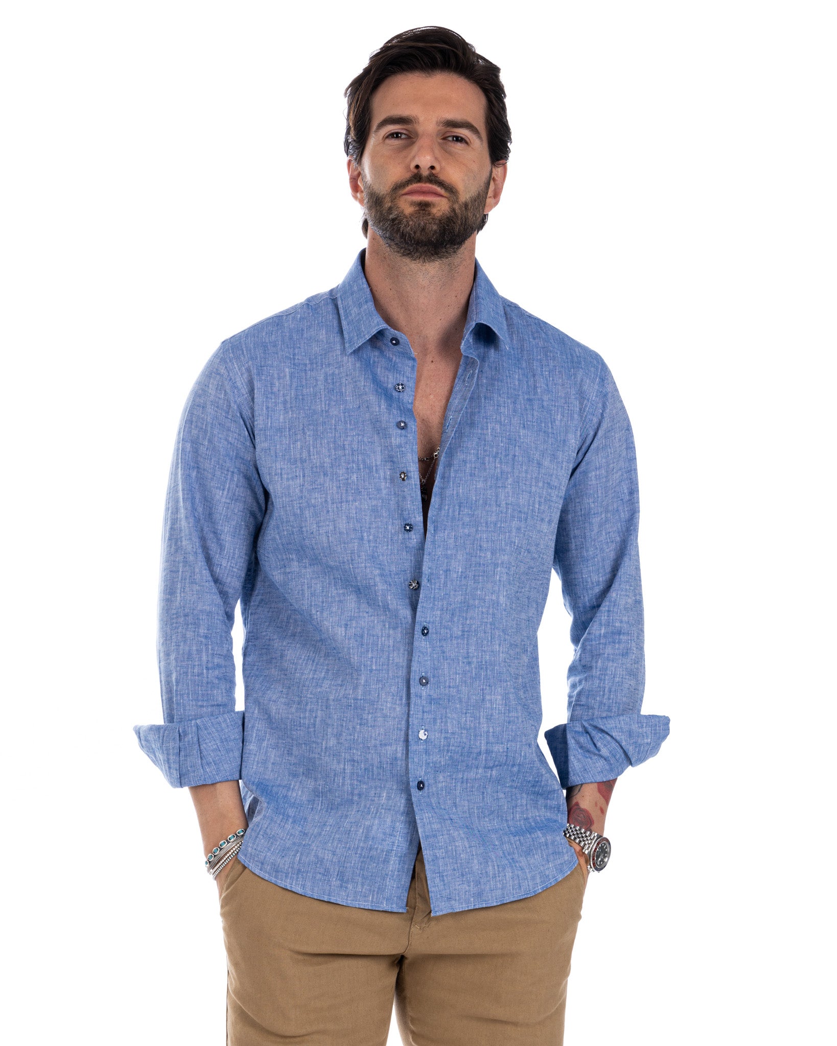 Praiano - camicia francese in lino denim