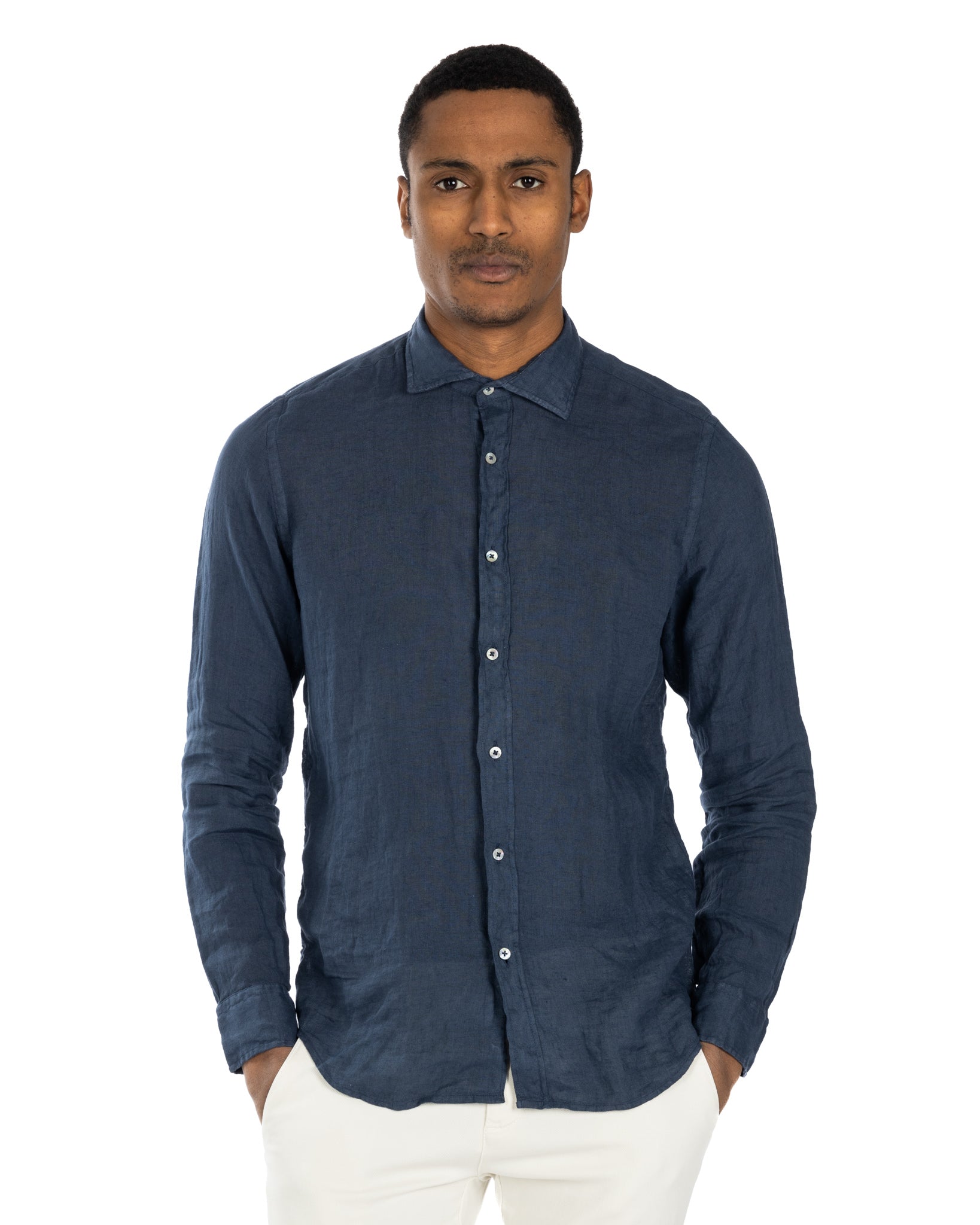 Montecarlo - camicia in puro lino bluette