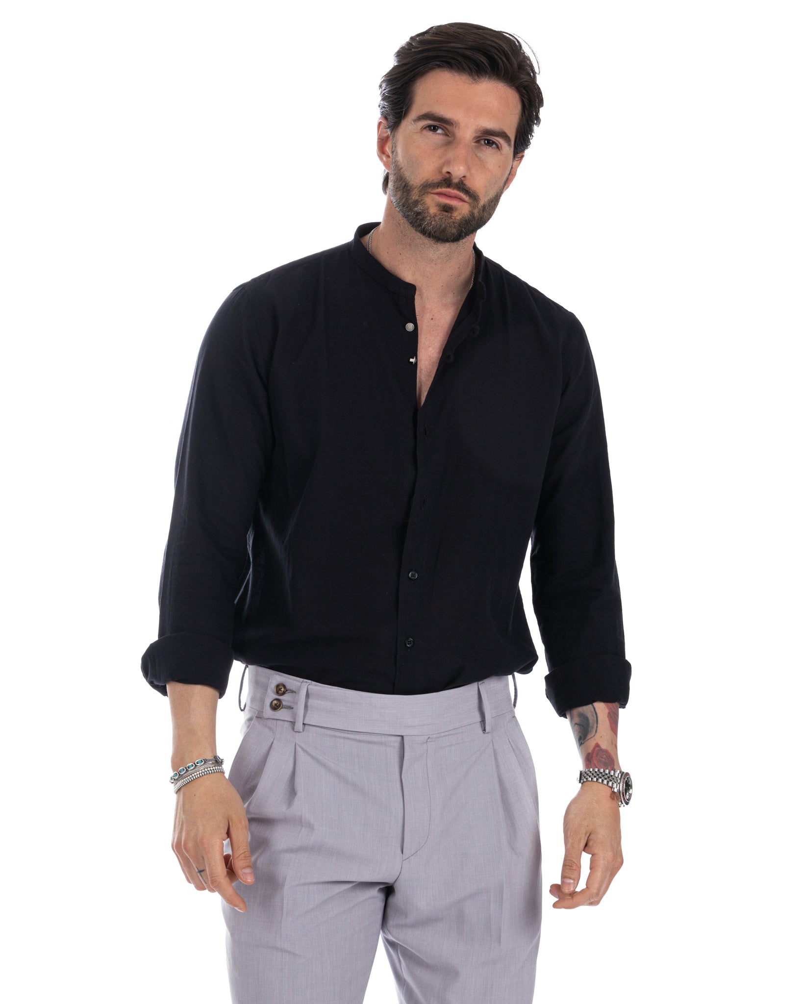 Hyeres - black Korean cotton shirt