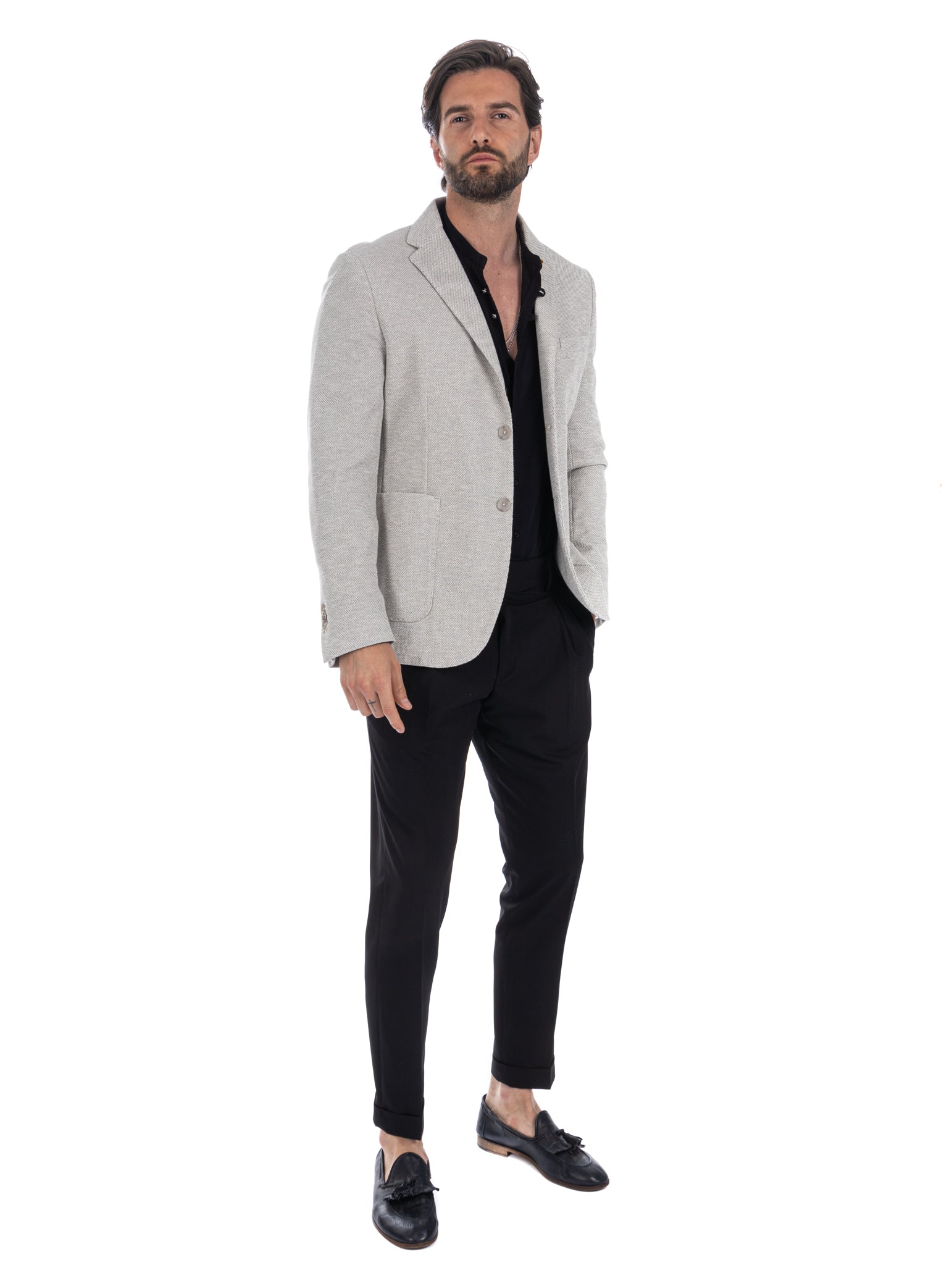 Ragusa - beige honeycomb single-breasted jacket