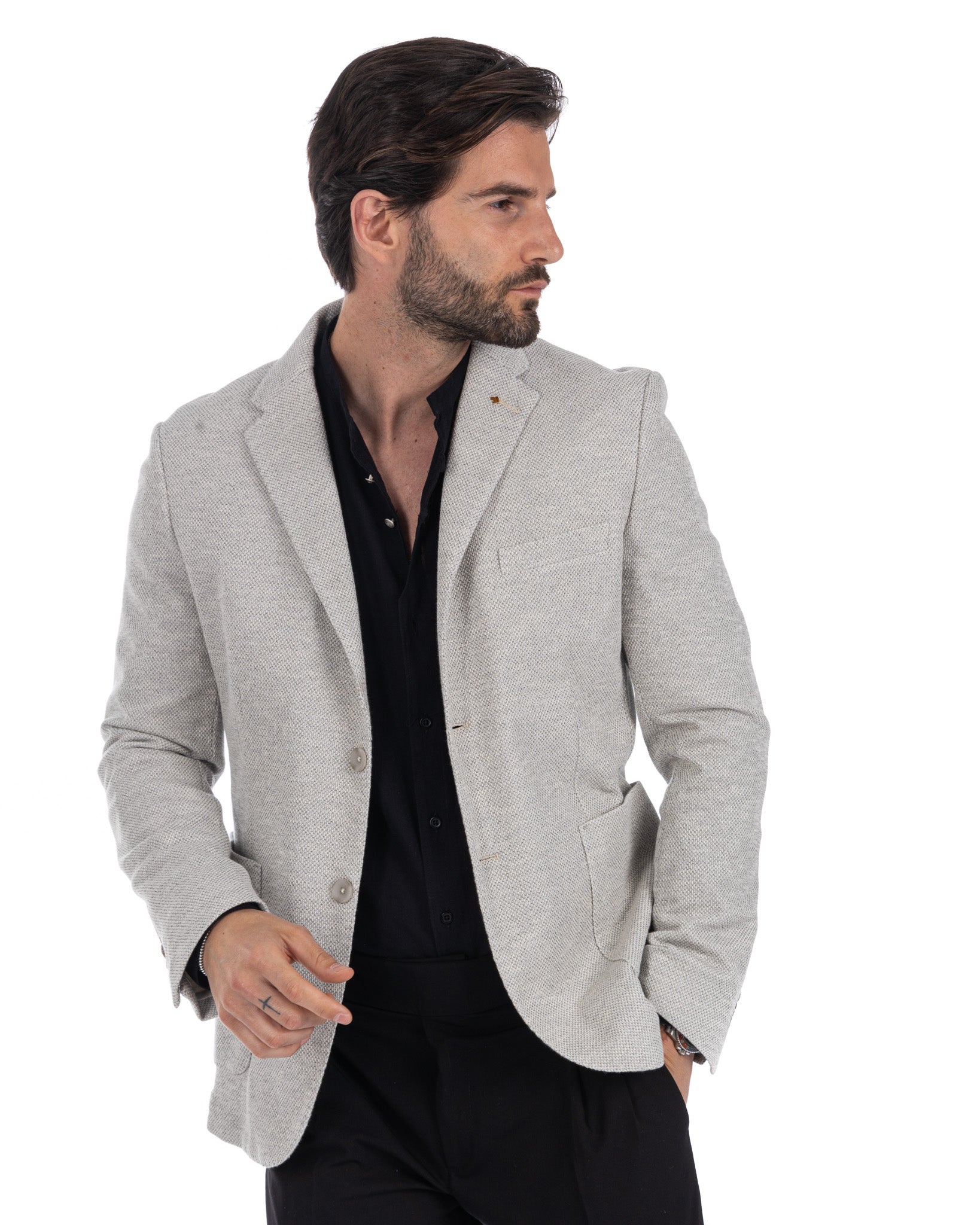 Ragusa - beige honeycomb single-breasted jacket