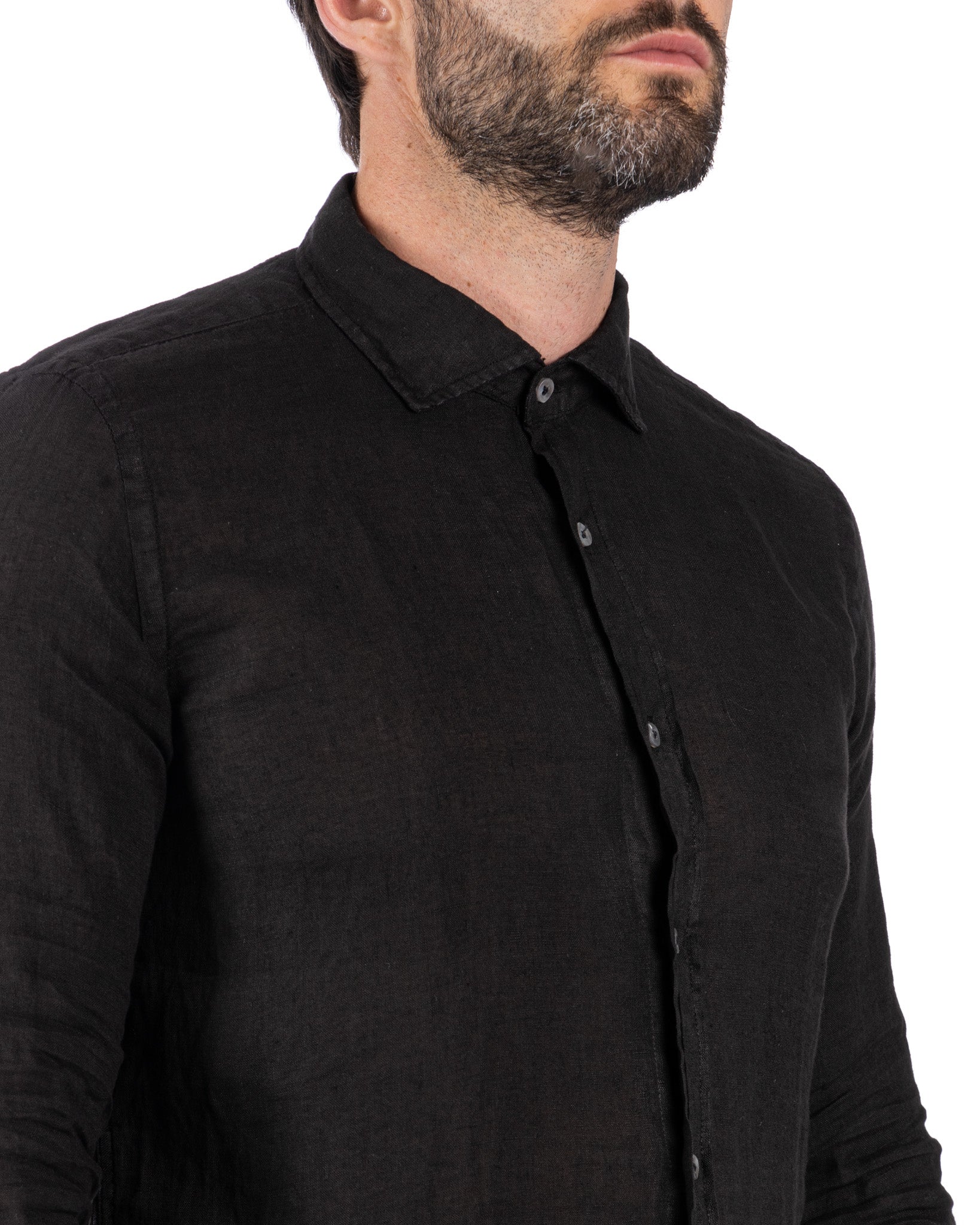 Montecarlo - chemise pur lin noir