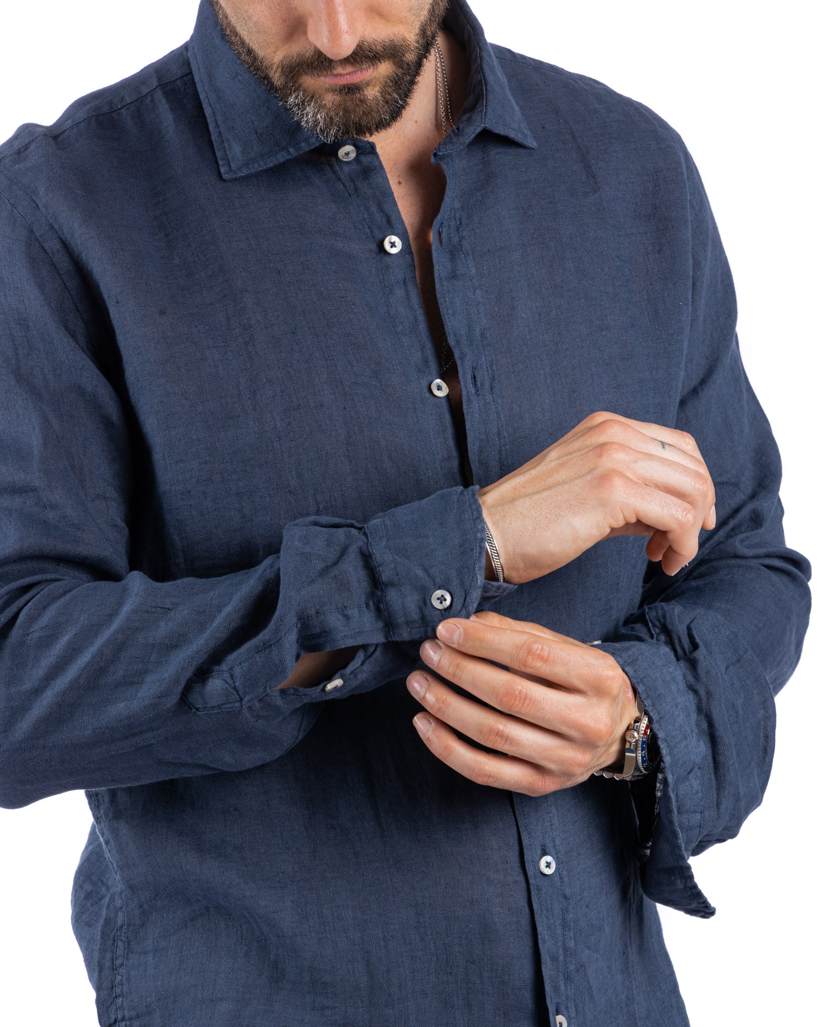 Montecarlo - camicia in puro lino bluette