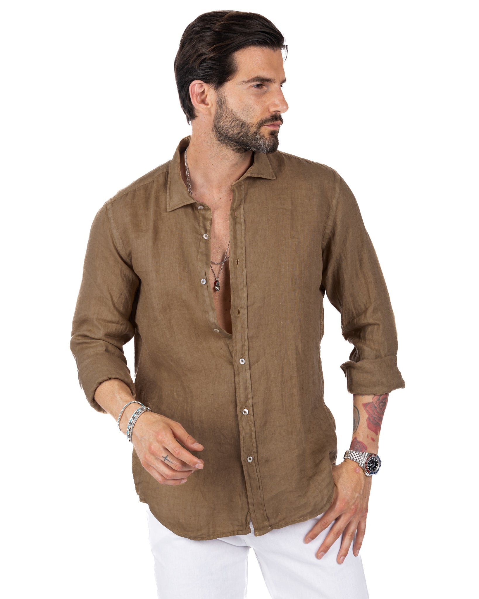 Montecarlo - chemise pur lin camel