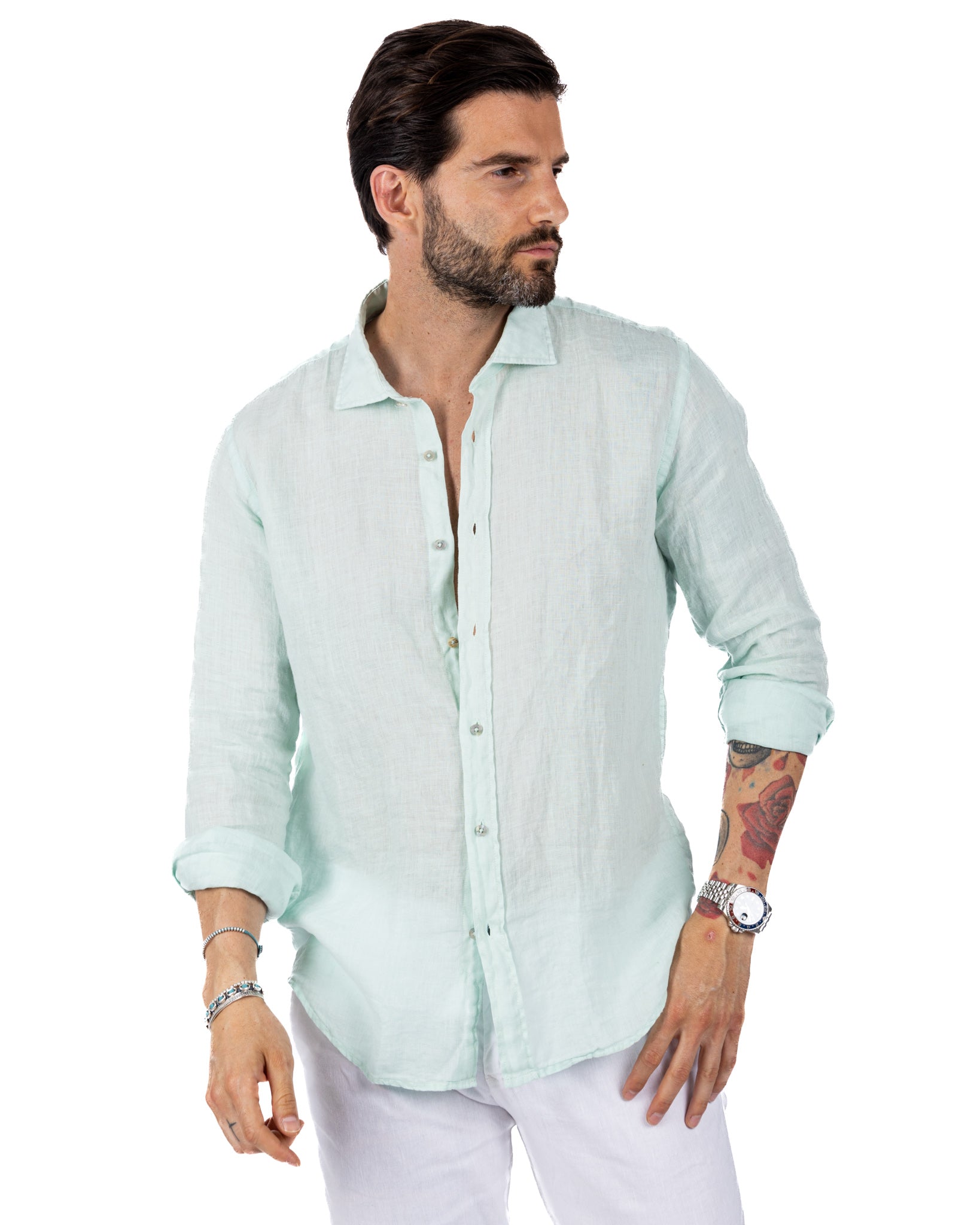 Montecarlo - teal pure linen shirt