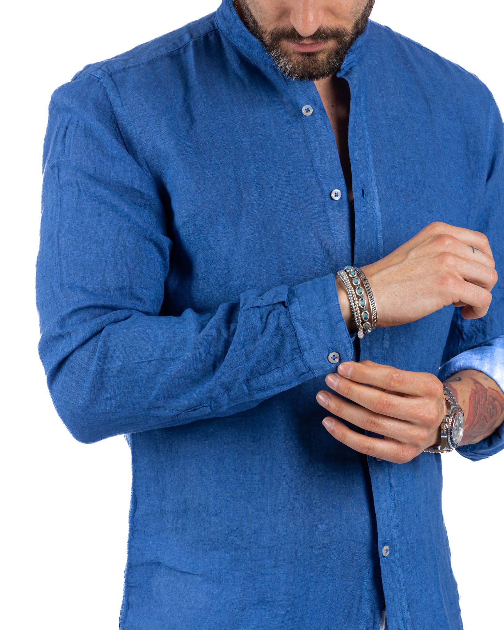 Nizza - Korean shirt in pure royal linen