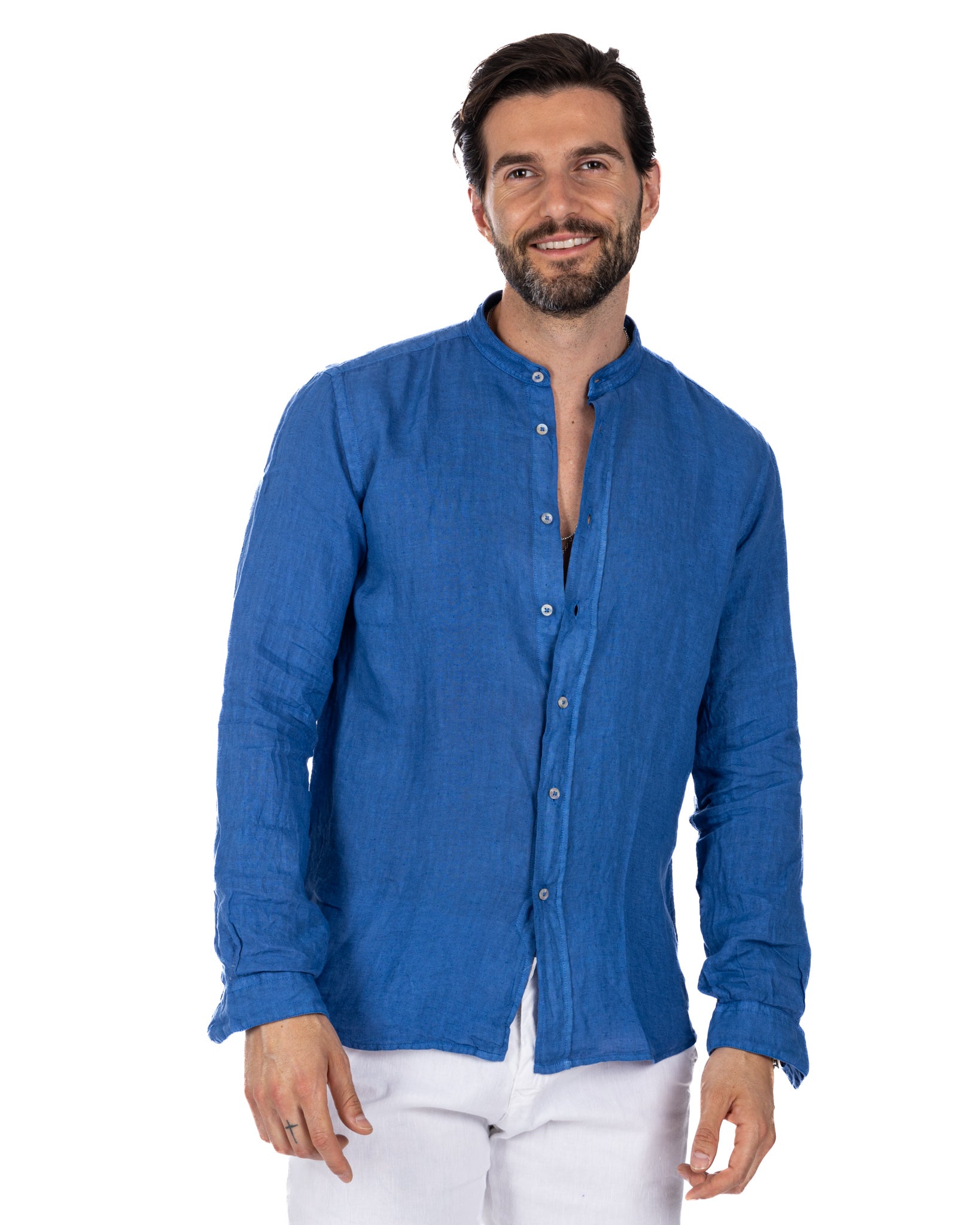 Nizza - Korean shirt in pure royal linen