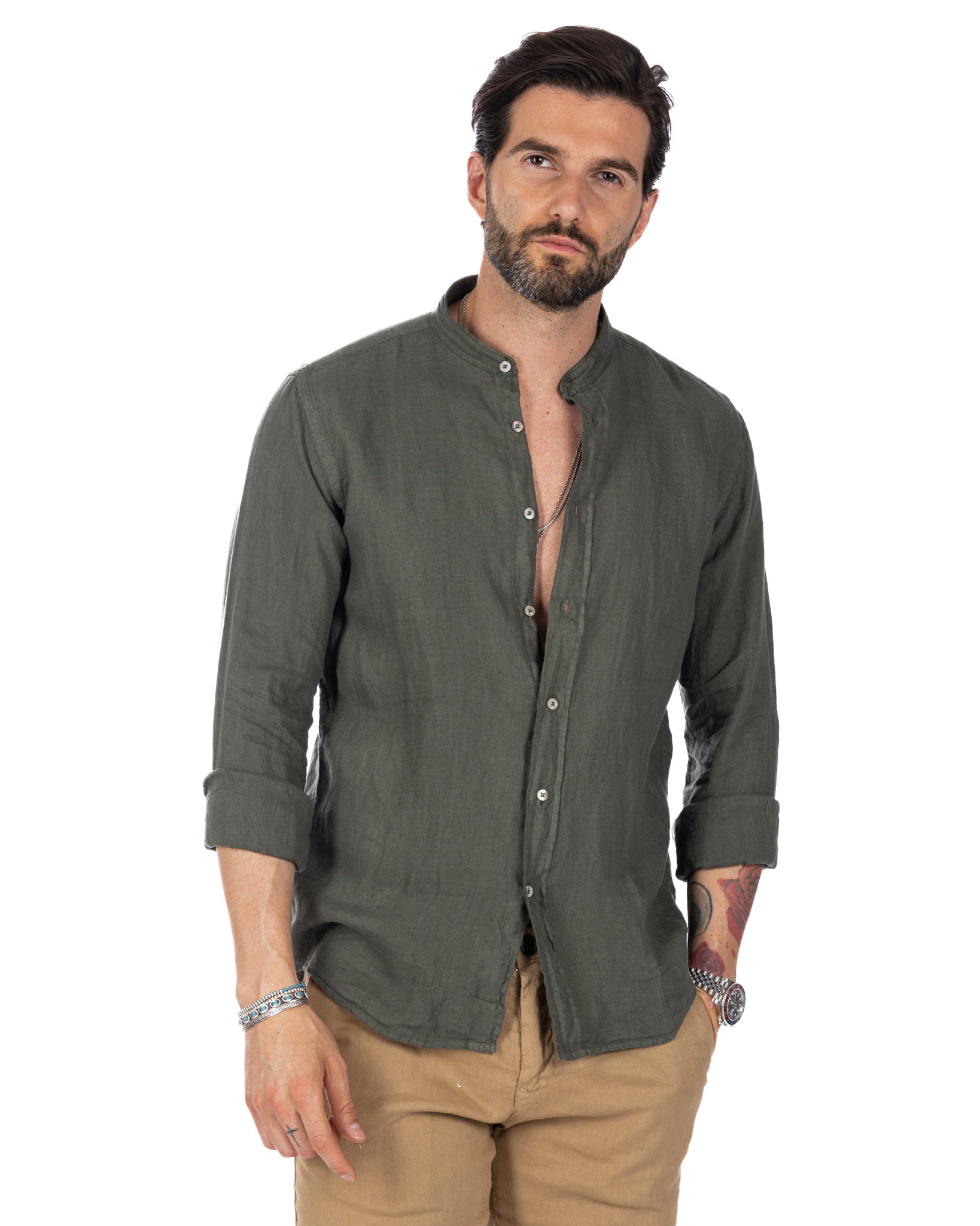 Nizza - chemise coréenne militaire en pur lin