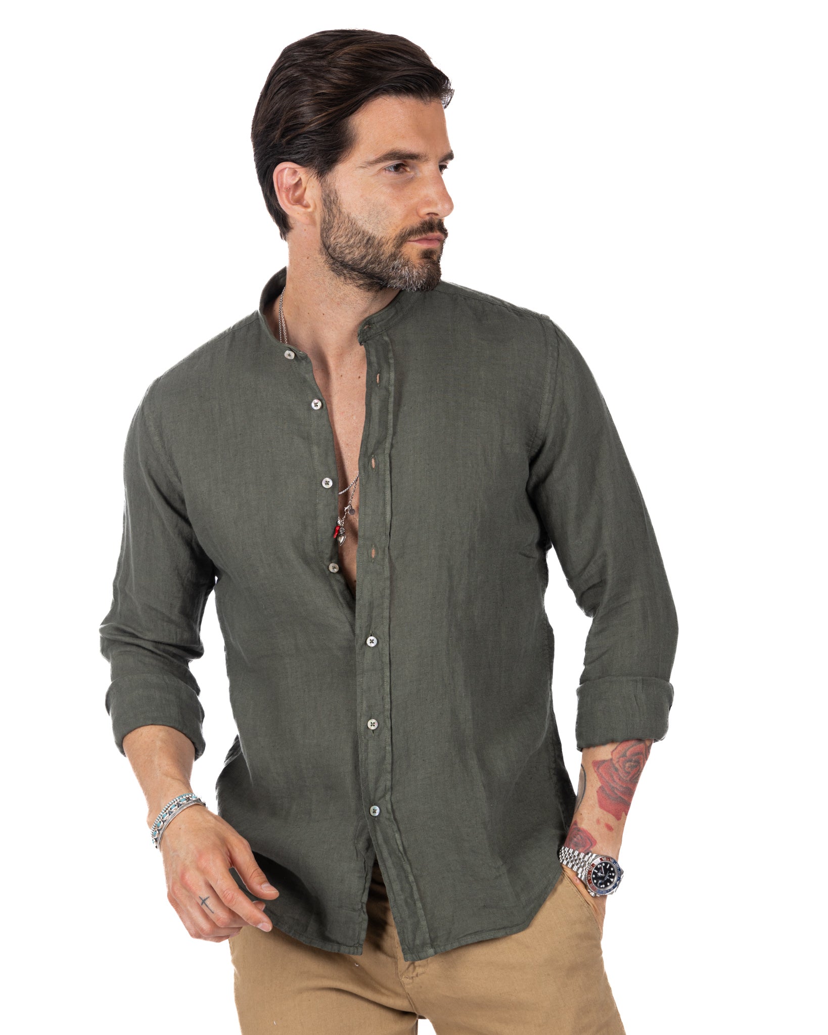 Nizza - chemise coréenne militaire en pur lin