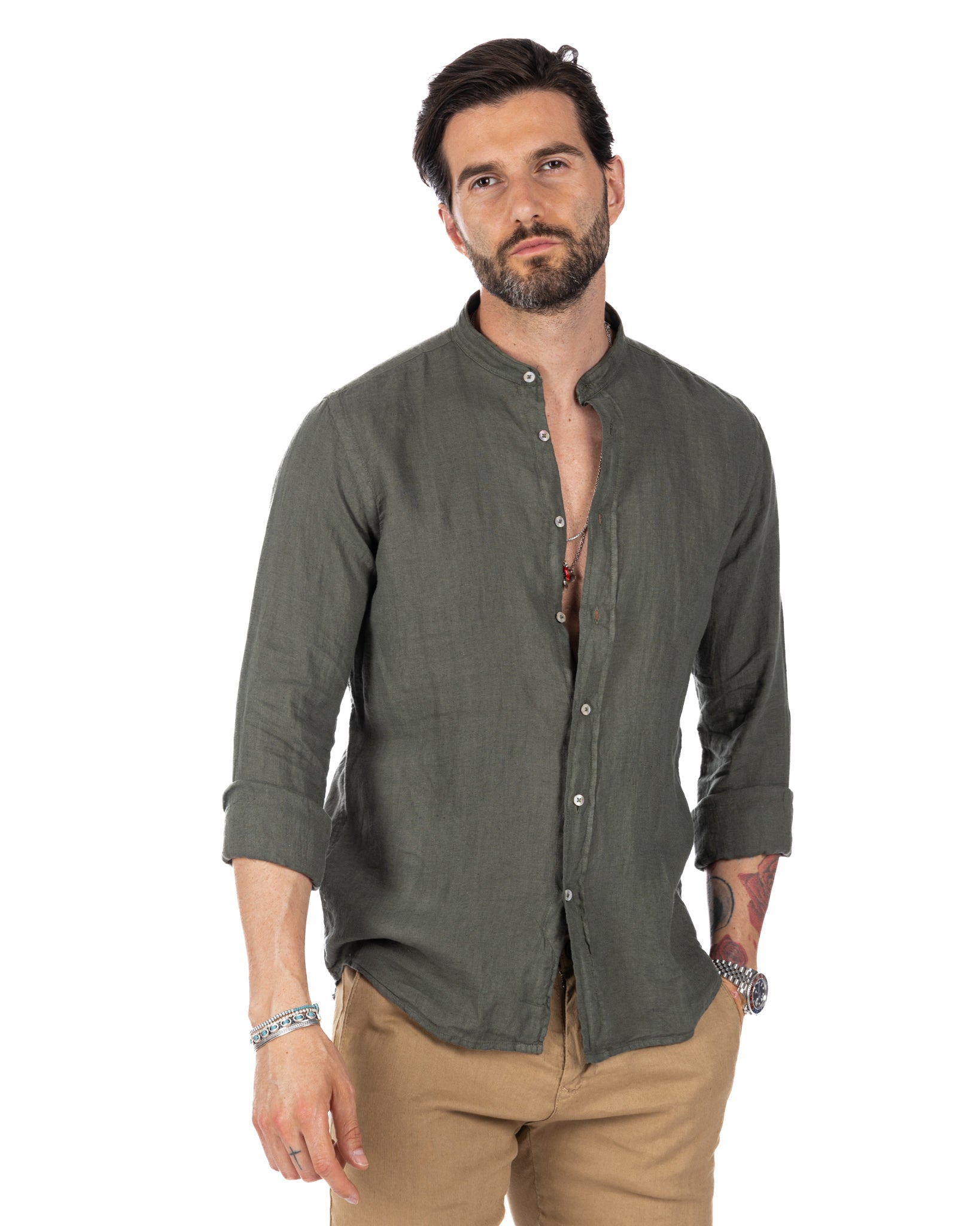 Nizza - chemise coréenne militaire en pur lin