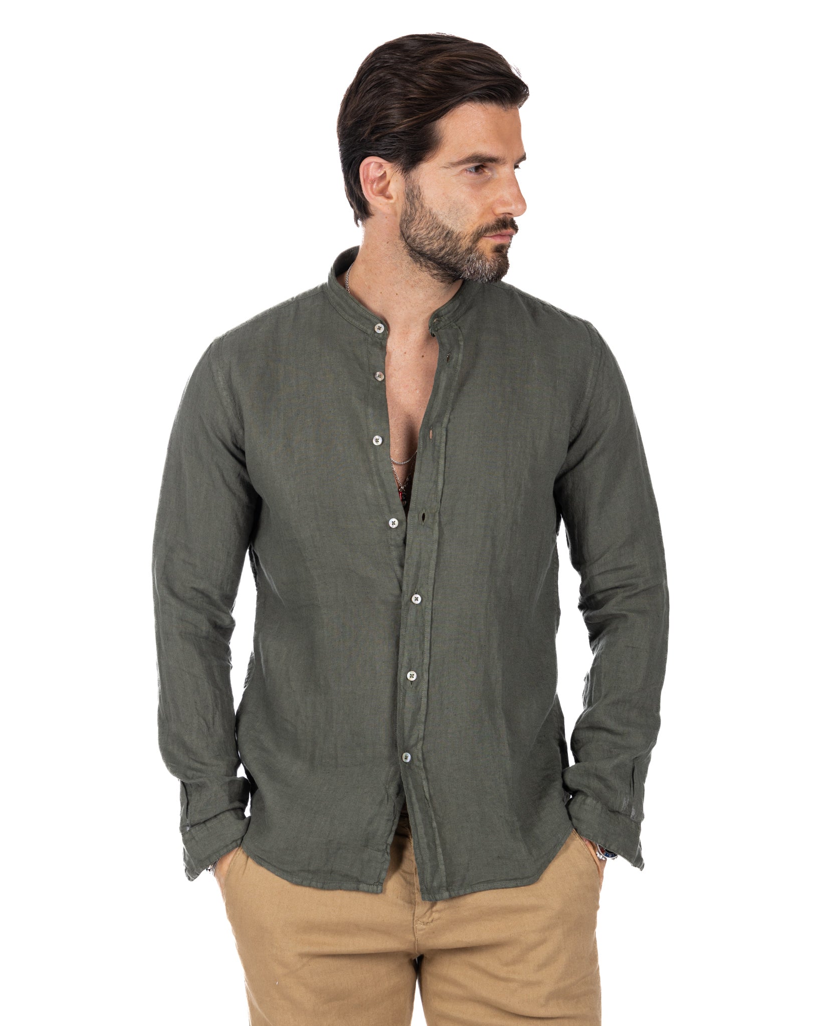 Nizza - chemise coréenne militaire en pur lin