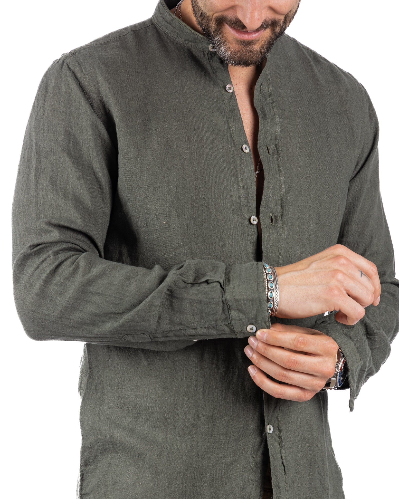 Nizza - chemise coréenne militaire en pur lin