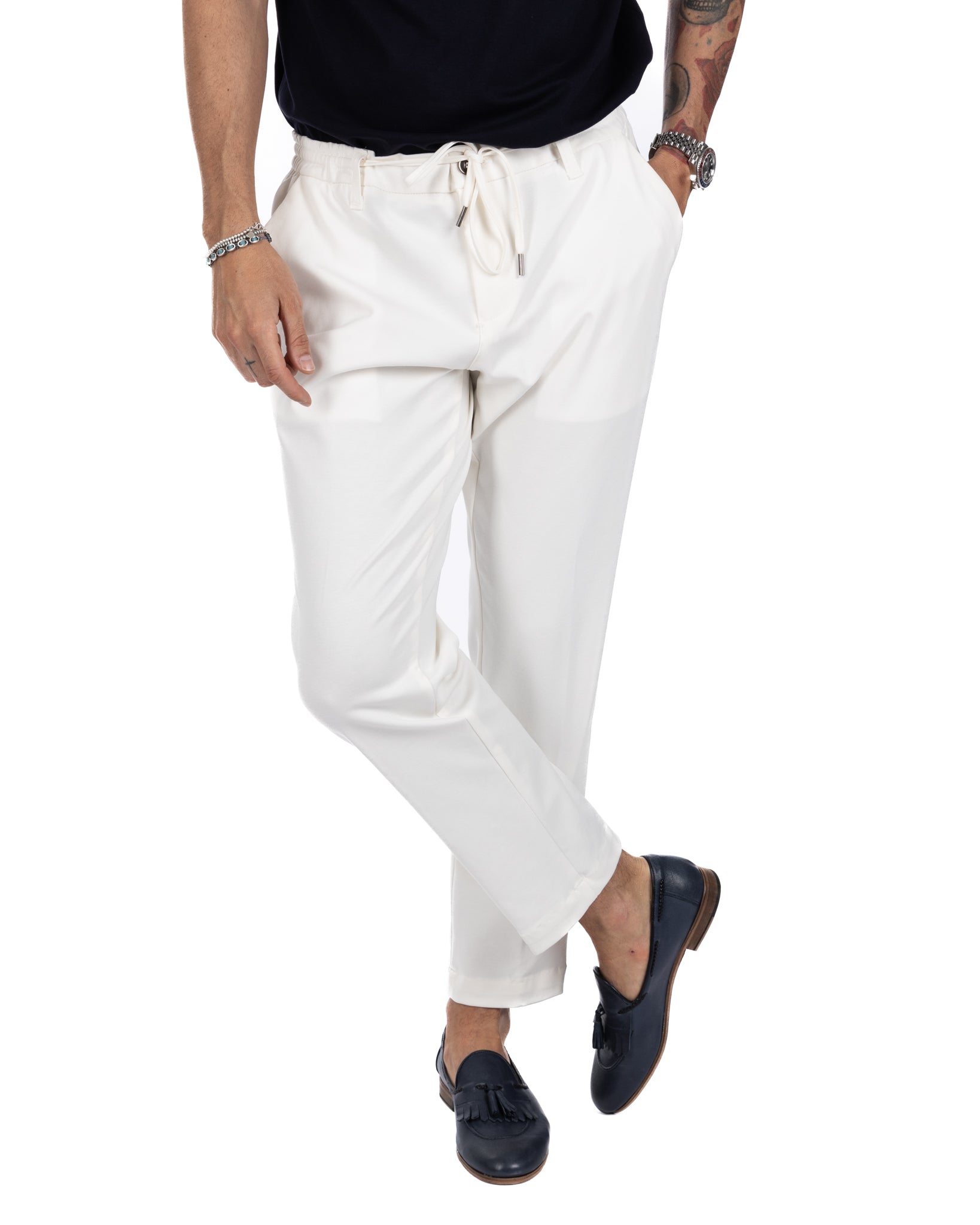 Shelby - pantalaccio in cotone panna